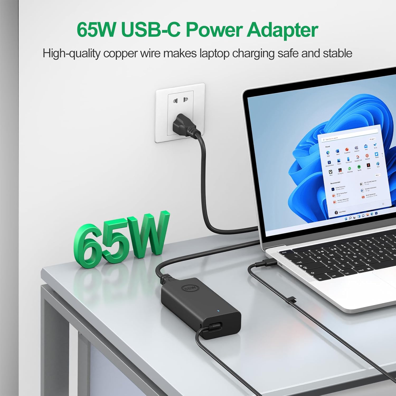 Cargador USB C para laptop de 65 W y 45 W, compatible con Dell Lati...