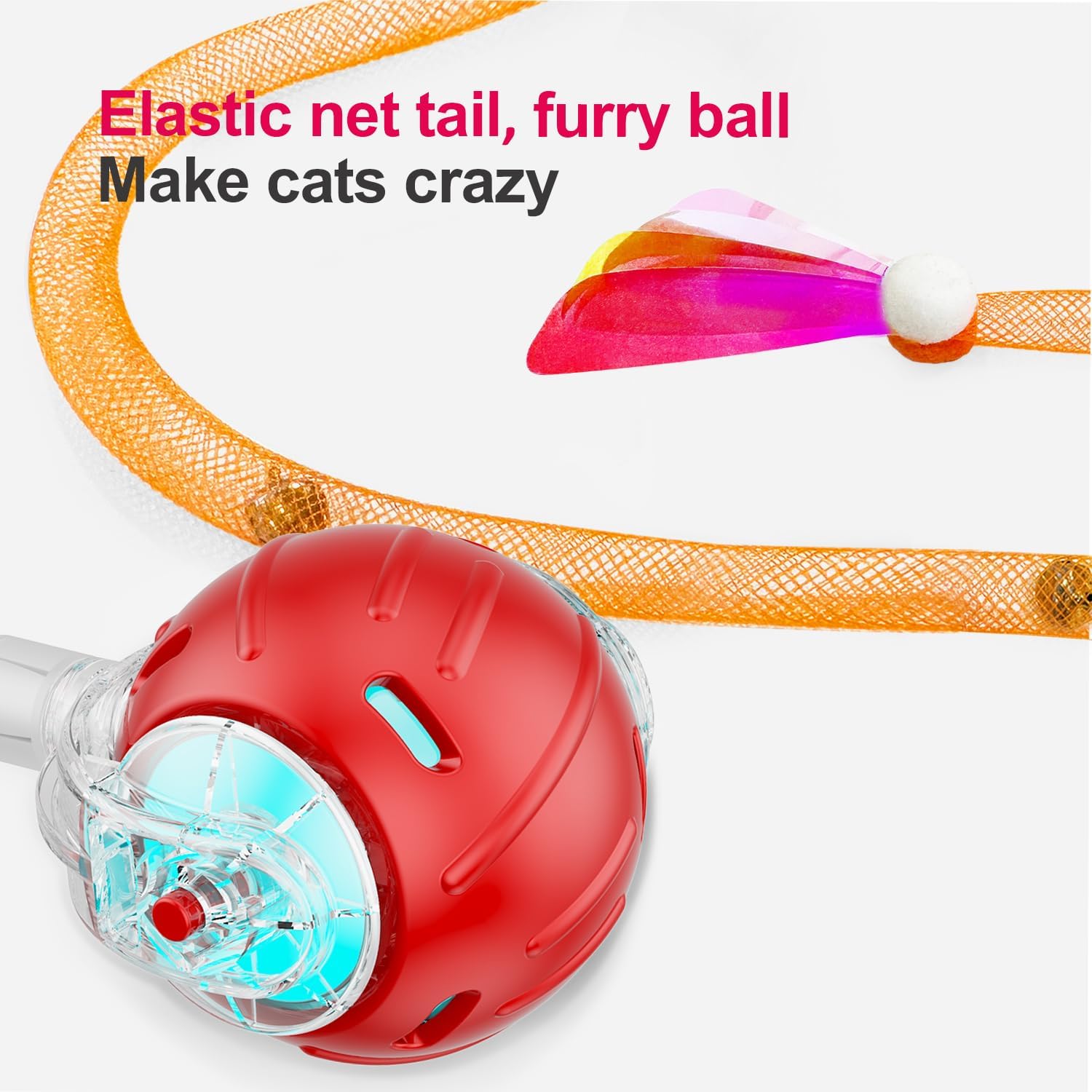 Jkanti Juguetes interactivos para gatos de interior, bola de gato á...