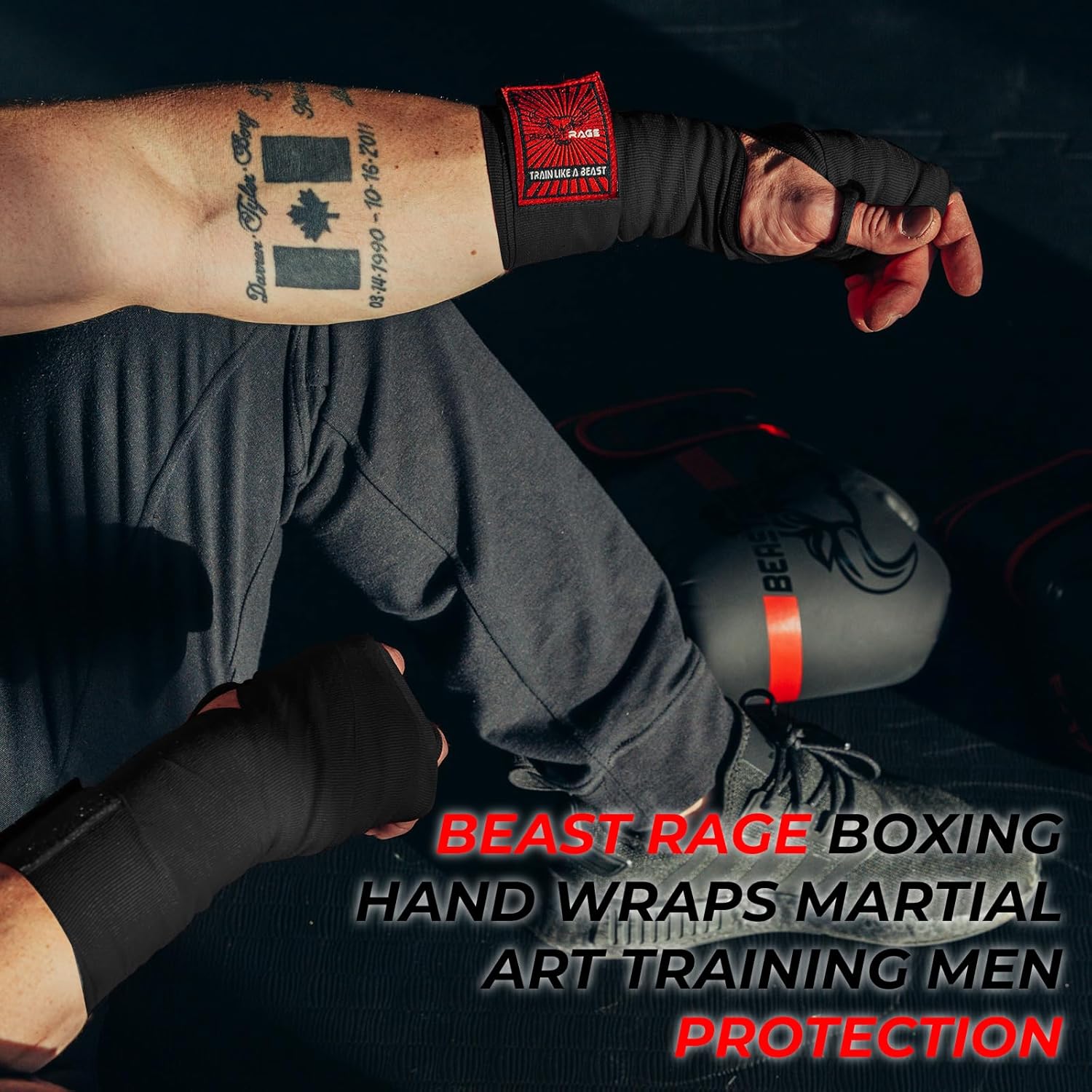 BEAST RAGE Vendas para manos de boxeo para MMA Kickboxing, muñequer...