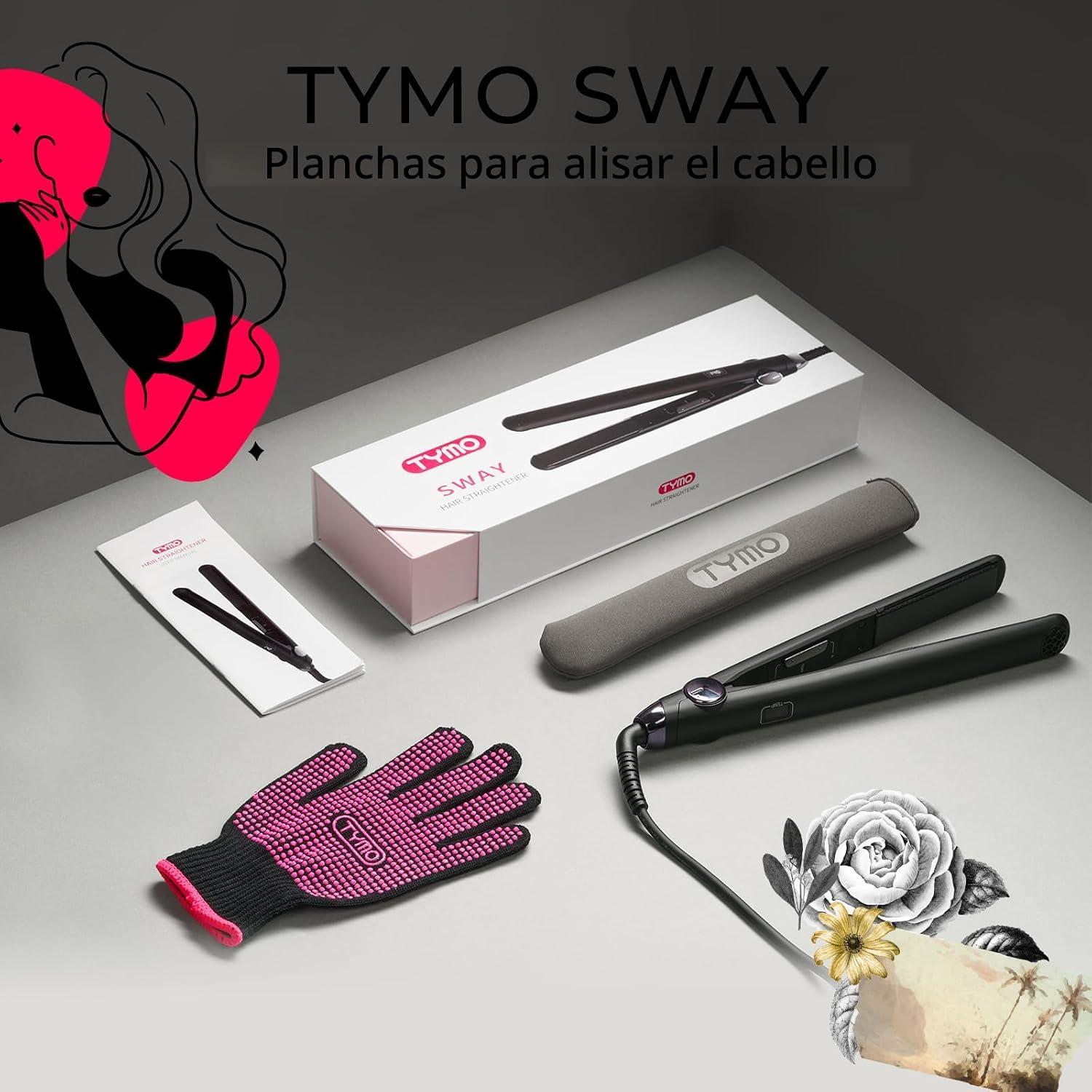 TYMO SWAY Plancha de pelo con calentamiento rápido de 10s, plancha...