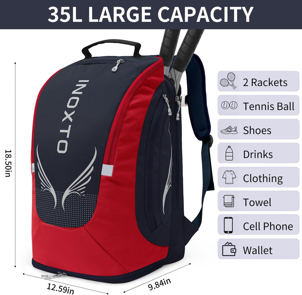 INOXTO Mochila de tenis de 40L para hombres y mujeres, bolsa grande...