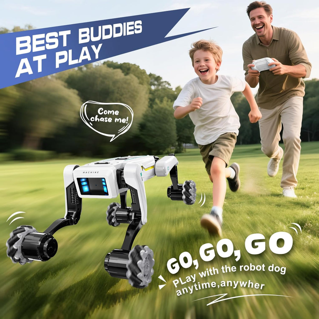 Perro robot inteligente con ruedas, más de 30 acciones biónicas, vo...