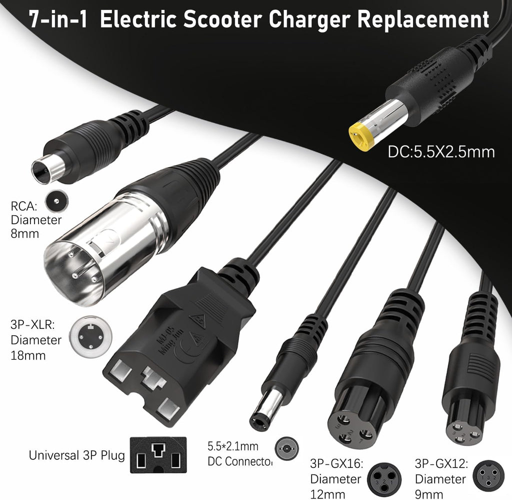 Cargador eléctrico para bicicleta y scooter de 54.6 V 2 A, certific...