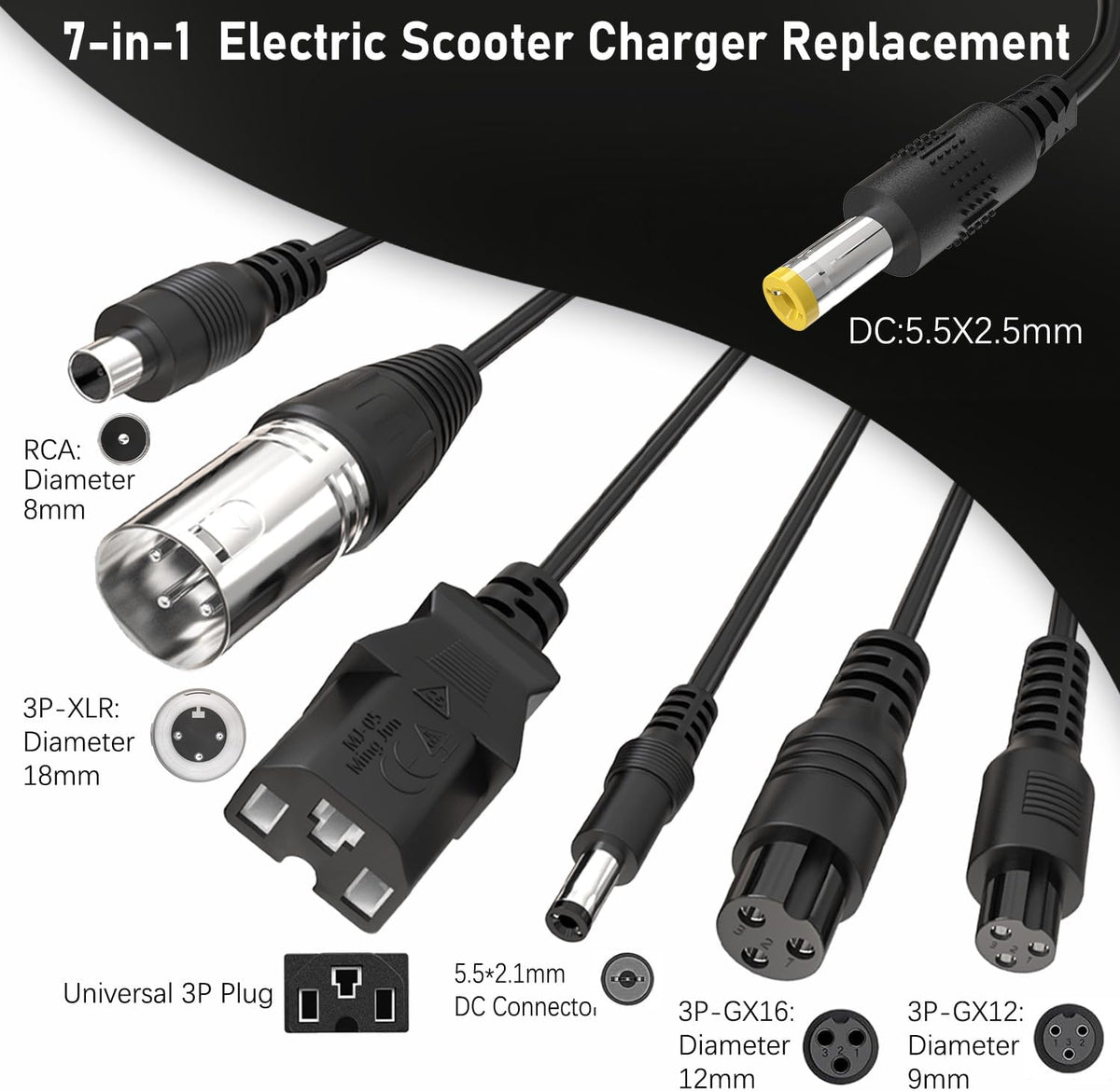 Cargador eléctrico para bicicleta y scooter de 54.6 V 2 A, certific...
