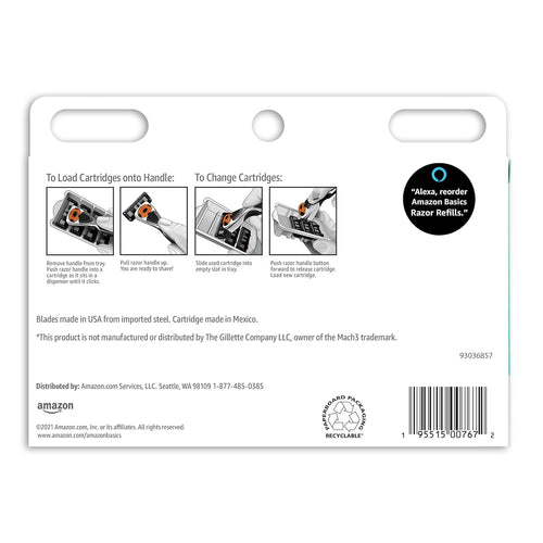 Amazon Basics - Recambios de maquinilla de afeitar de 3 cuchillas p...