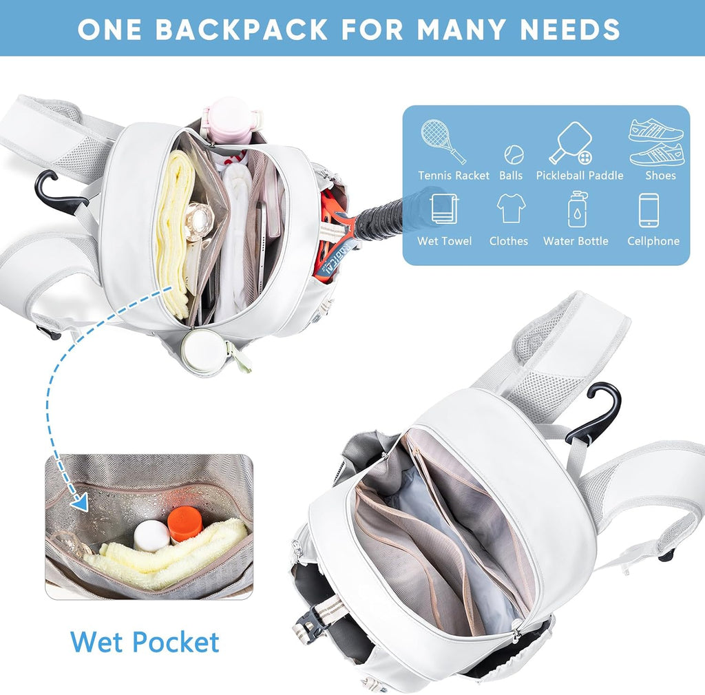 SPORJET Mochila de Tenis con Soporte para 2 Raquetas, Bolsa de Raqu...