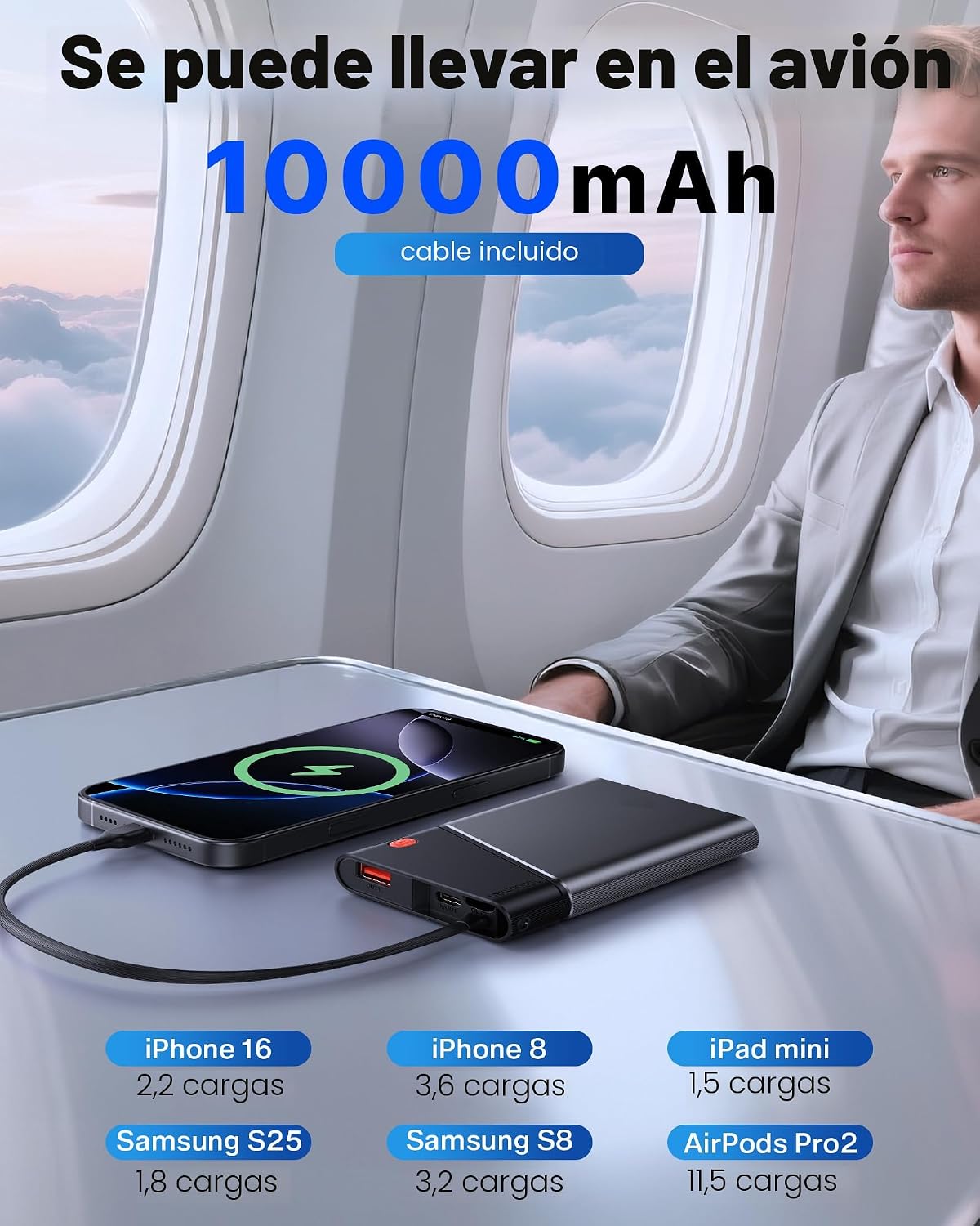 Aaoyun Cargador portátil con cargador portátil, 10,000 mAh, 22,5 W,...