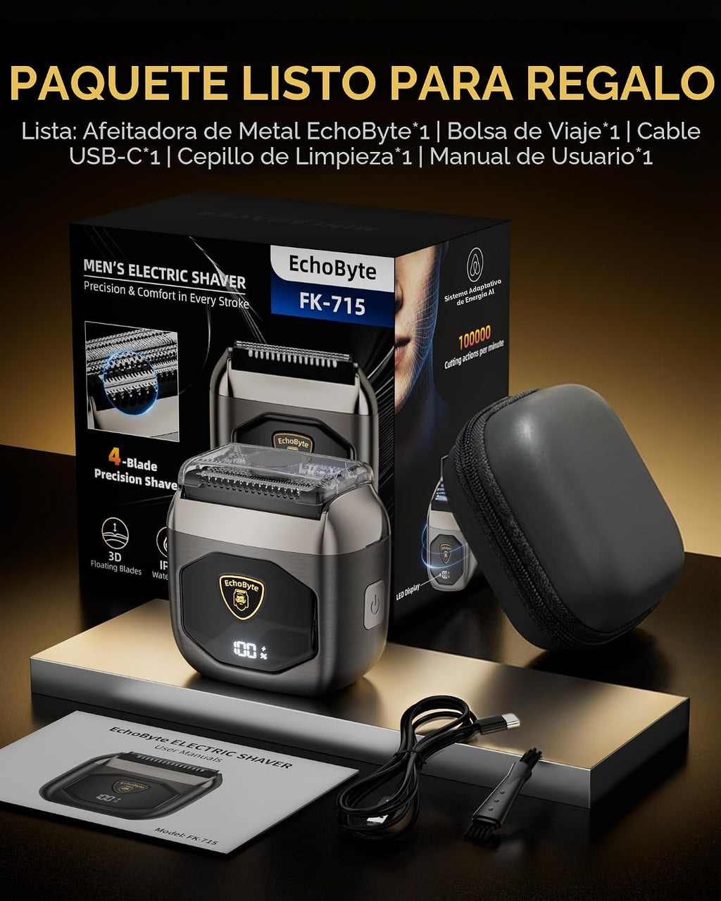 EchoByte Afeitadora eléctrica de metal completo para hombres: 4 cuc...