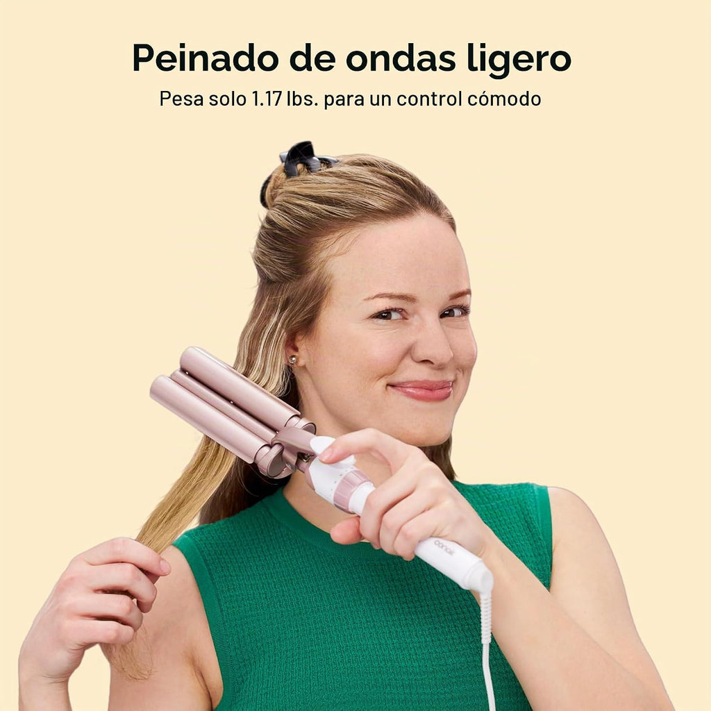 Conair Rizador de Cerámica Doble de 3 Barriles, Herramienta Ondulad...