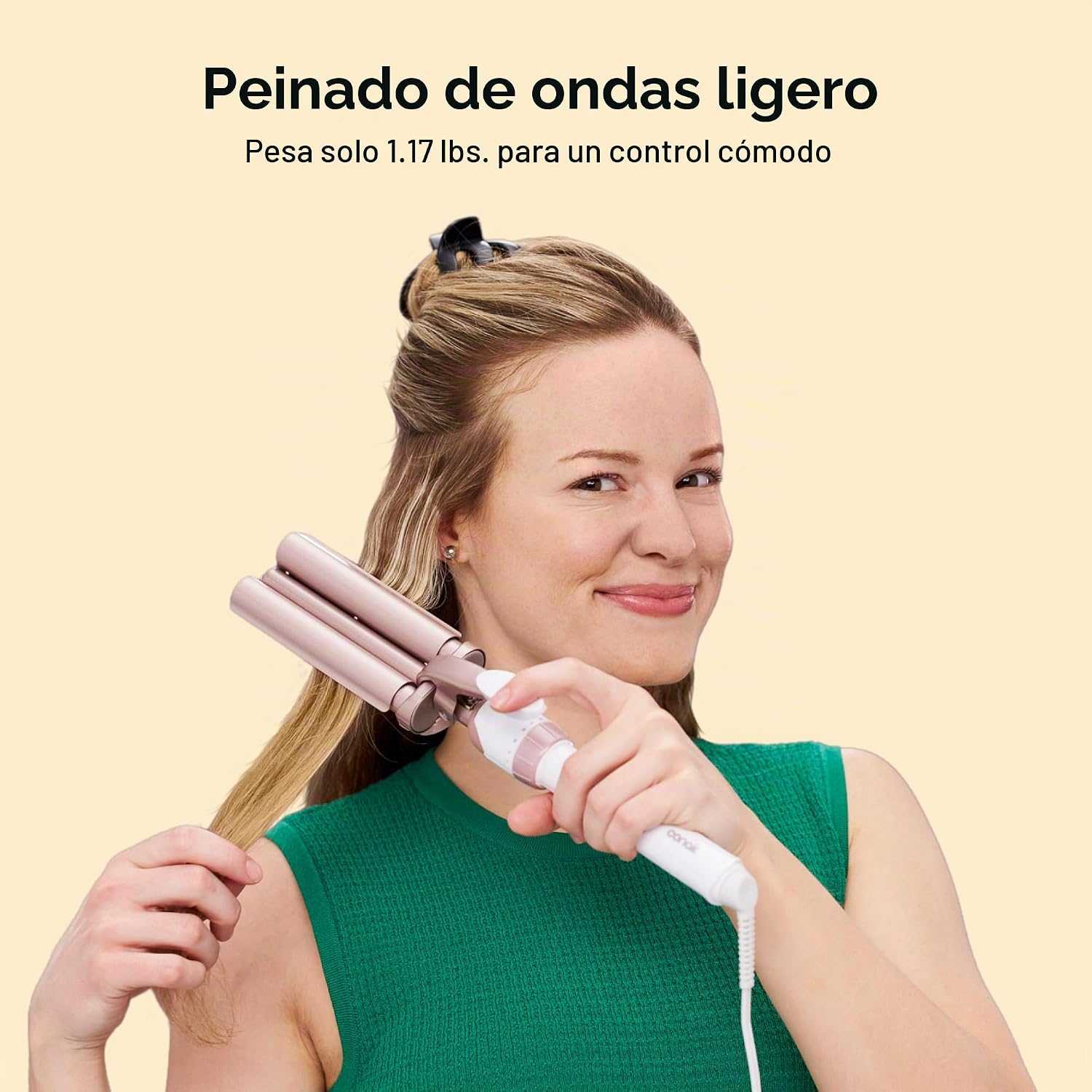 Conair Rizador de Cerámica Doble de 3 Barriles, Herramienta Ondulad...