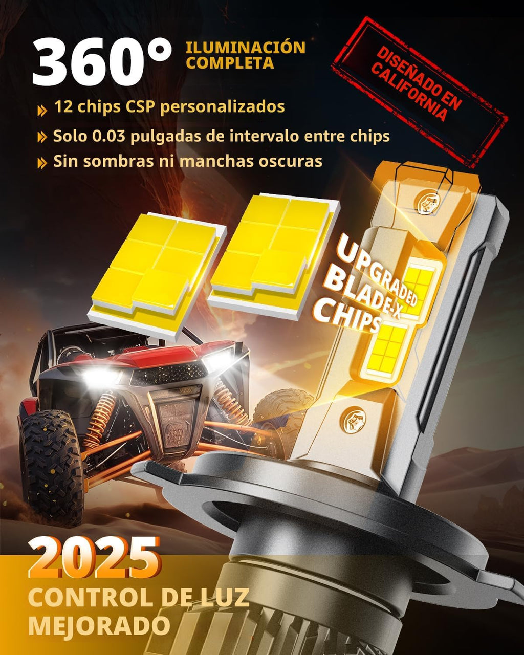 Auxbeam H4 9003 F22 Series 24000LM Luz de potencia deportiva para u...