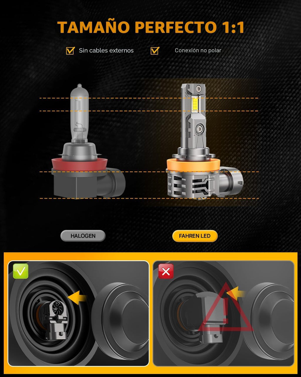Termitor Flasheres electrónicos H11\/H9\/H8, 19X súper brillantes 6...