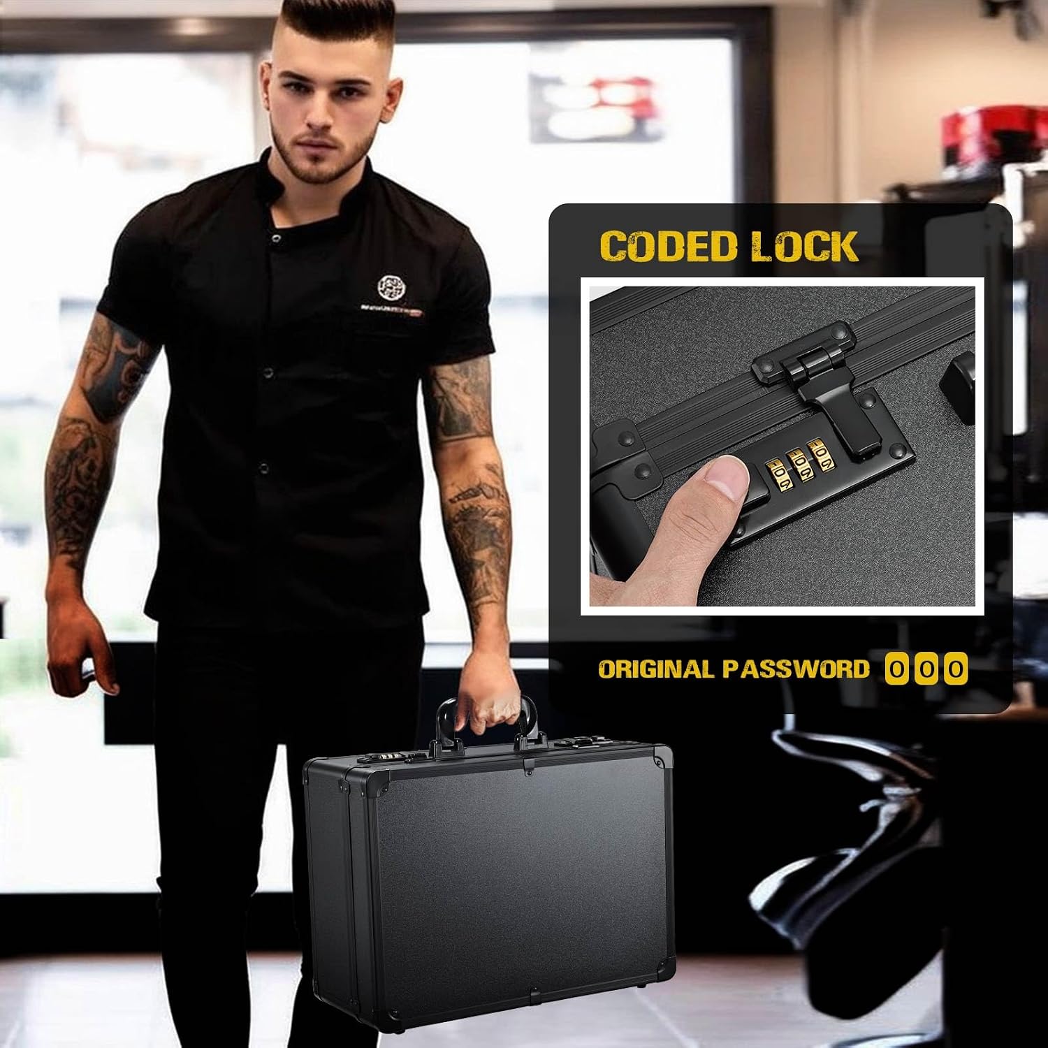 Yueieoun Estuche de accesorios de peluquero, maletín de barberos pr...