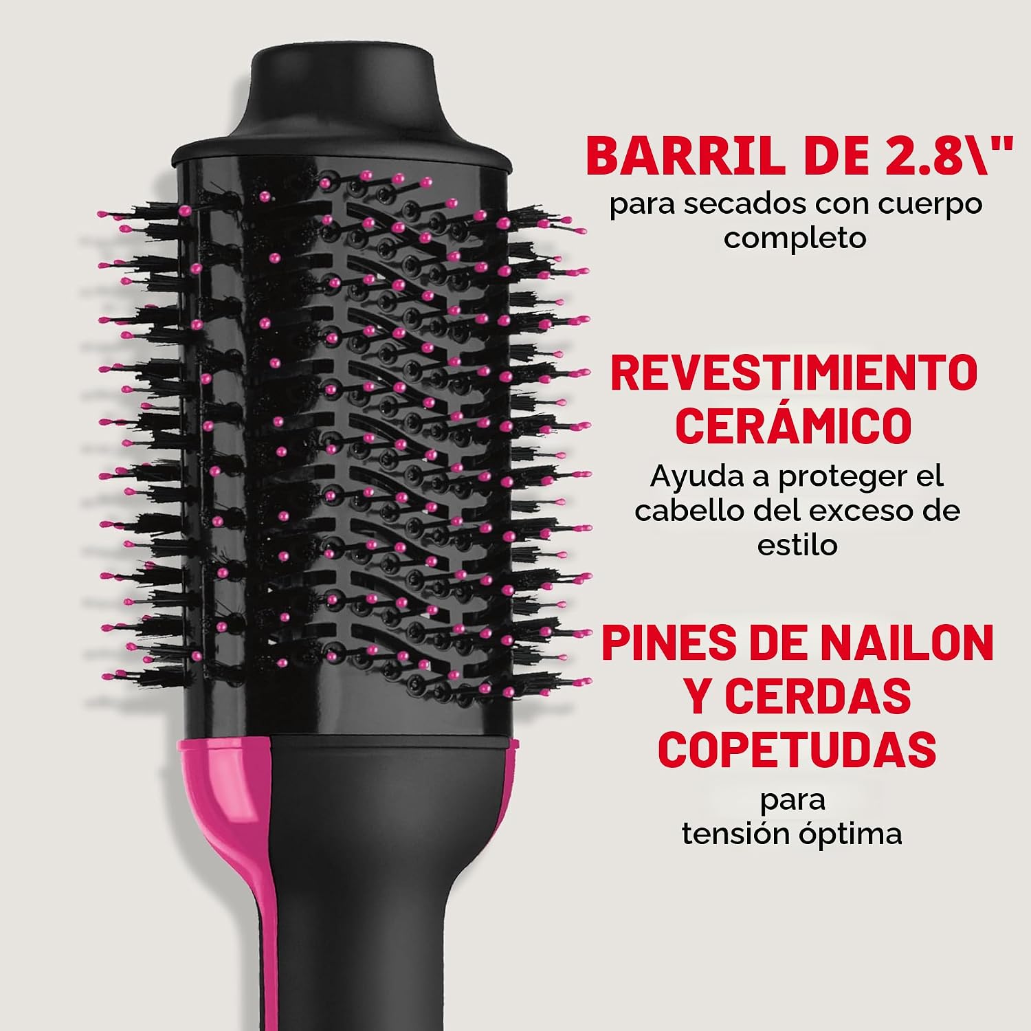 Revlon-Cepillo de aire caliente para secador de cabello y voluminiz...