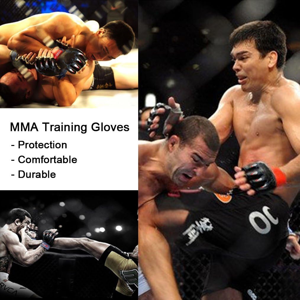 ZooBoo Guantes de MMA, guantes de boxeo de medio dedo, mitones de M...