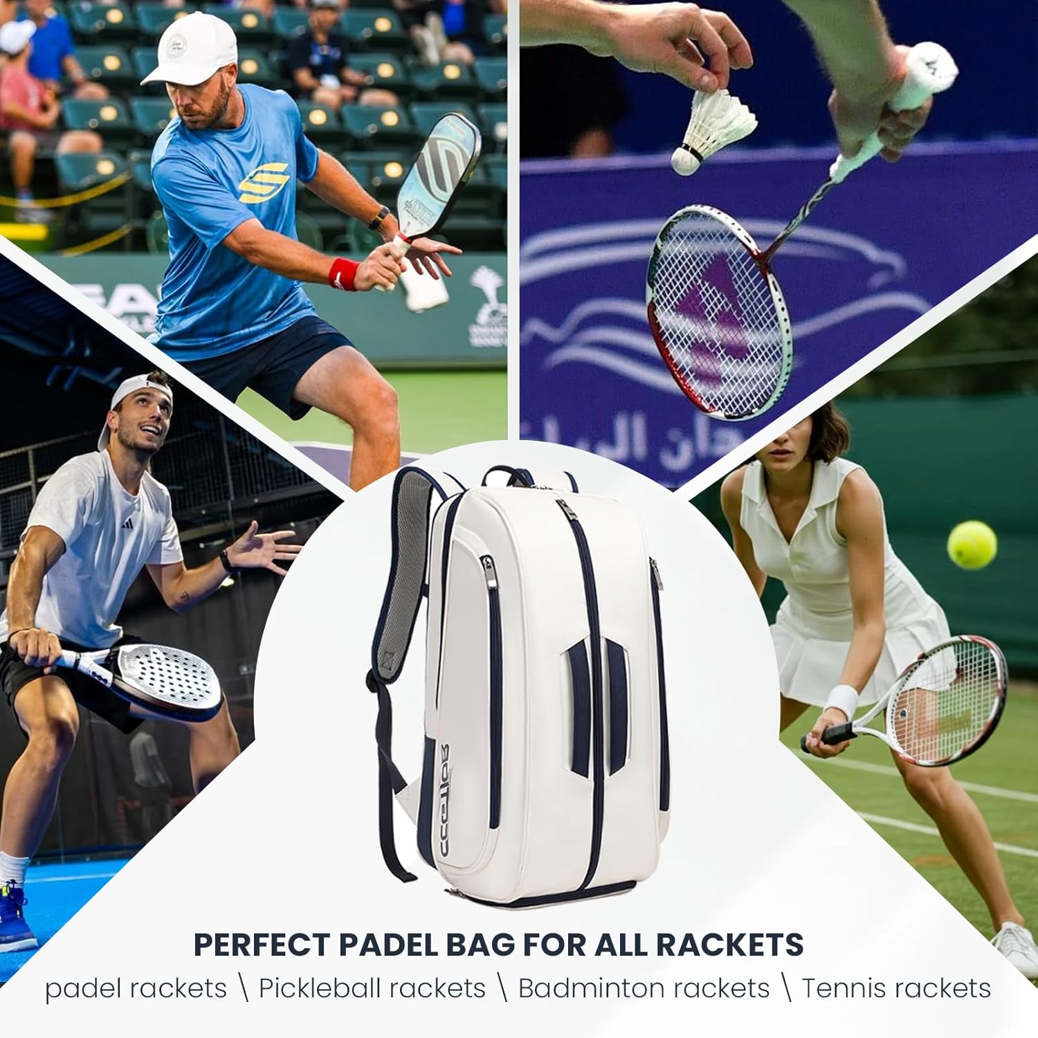 CCGTIOR Bolsa para Raqueta De Tenis Mochila Pickleball Padel con Co...