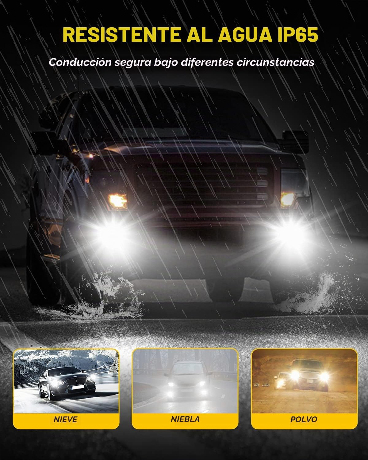AUXITO 9006 HB4 Bombillas LED antiniebla, 6000 lm de alto brillo, 6...