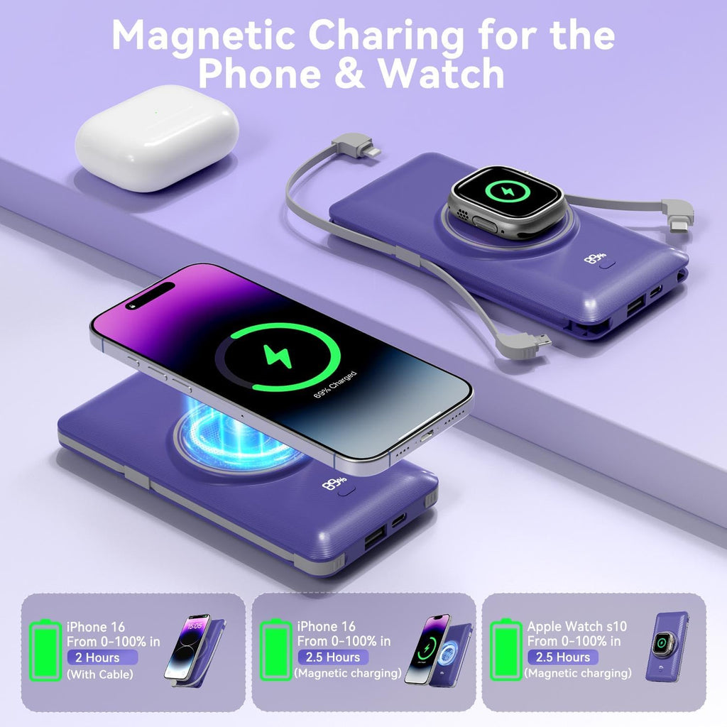 LUCKYFELLOW Cargador portátil magnético de 10000 mAh para iWatch y...