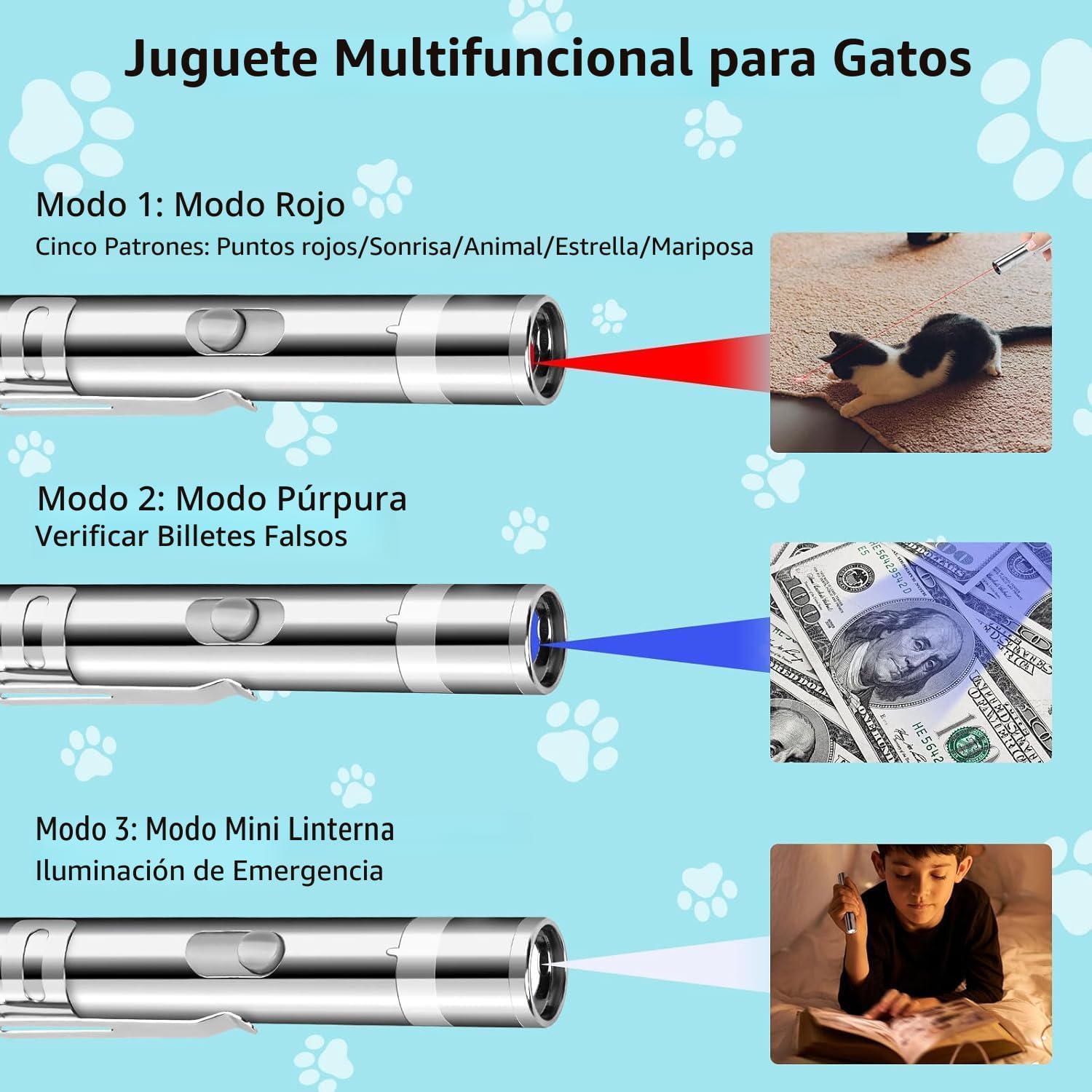 Waputne Juguete para gatos de interior, juguetes recargables por US...