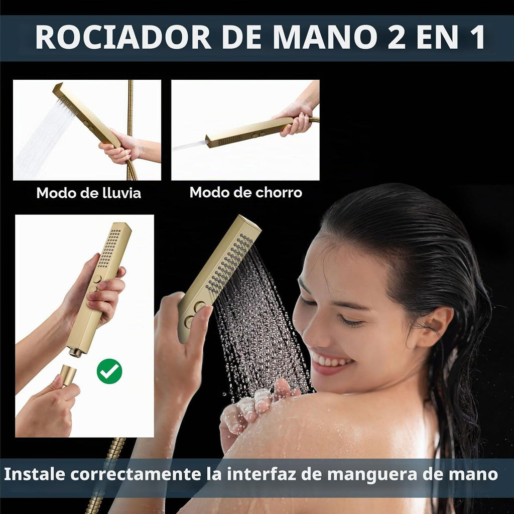 Aolemi - Juego de grifo de ducha de techo con doble cabezal de 12 y...