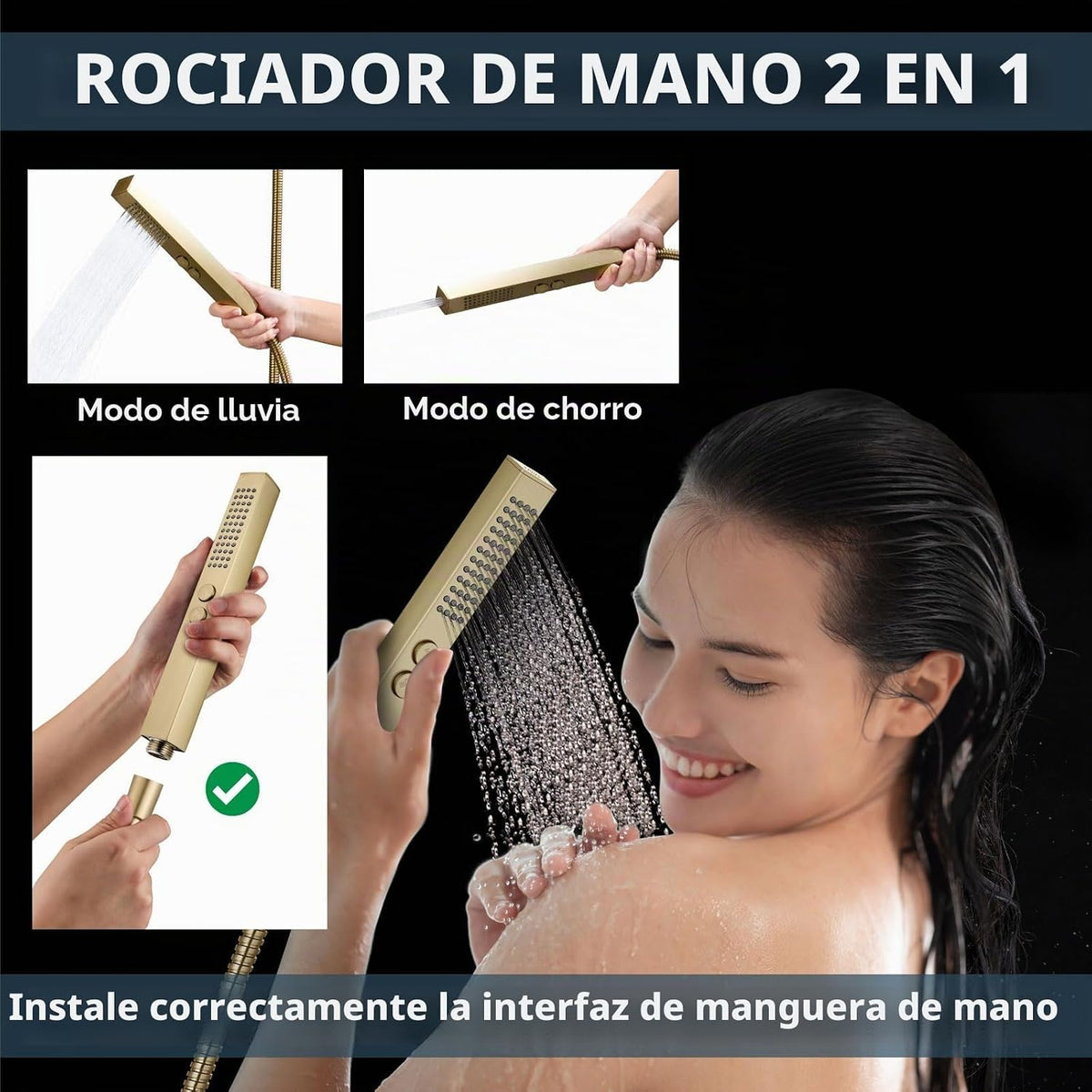 Aolemi - Juego de grifo de ducha de techo con doble cabezal de 12 y...