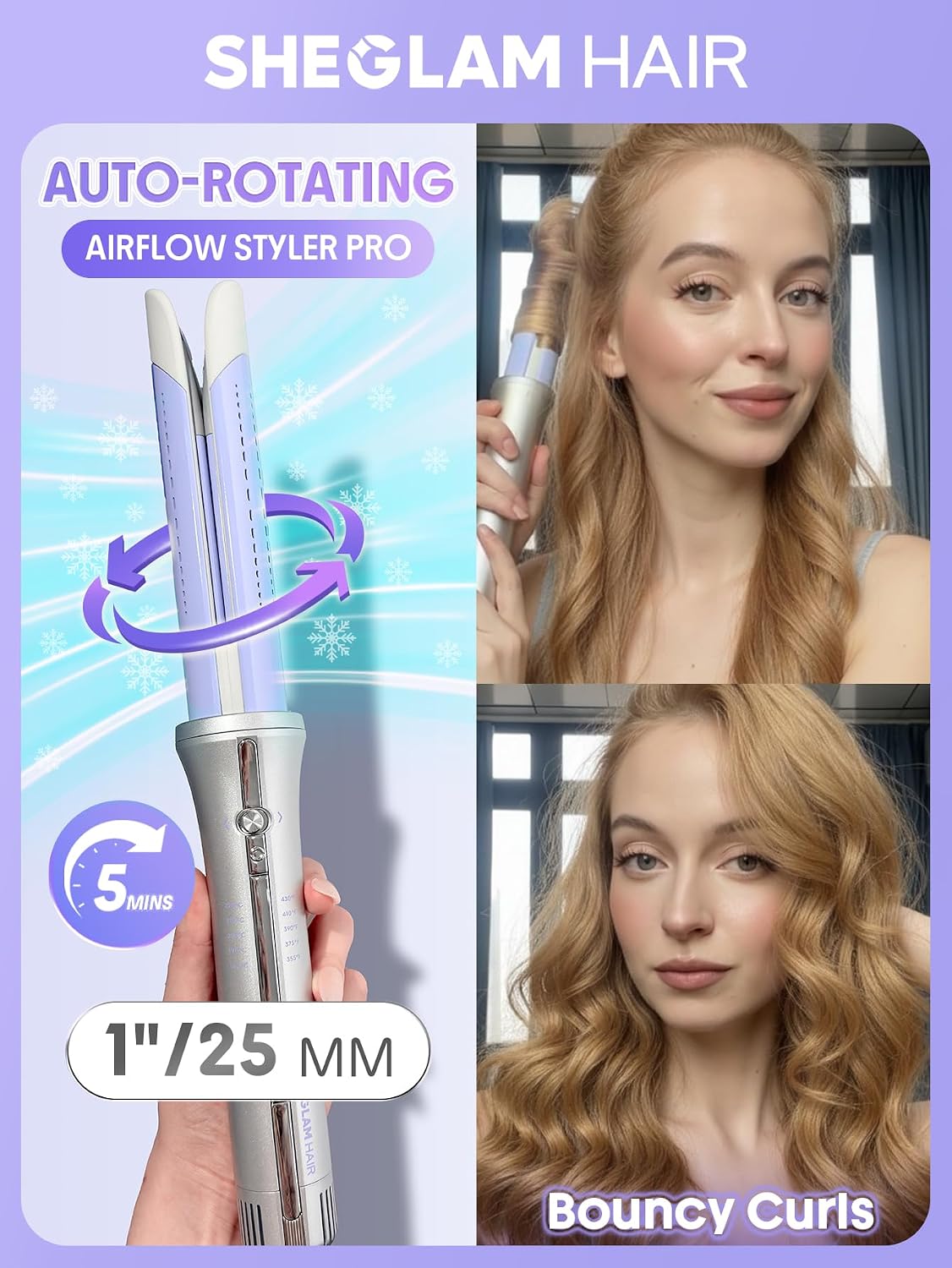 SHEGLAM One Touch Airflow Styler Pro - Tecnología de aire frío 3.0...