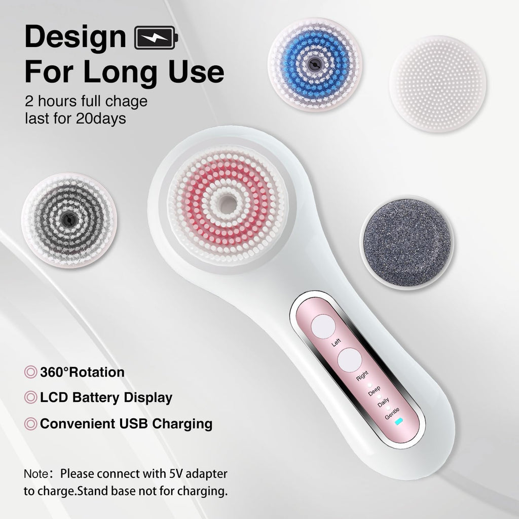 Umickoo - Cepillo de limpieza facial con luz LED roja y azul, dispo...