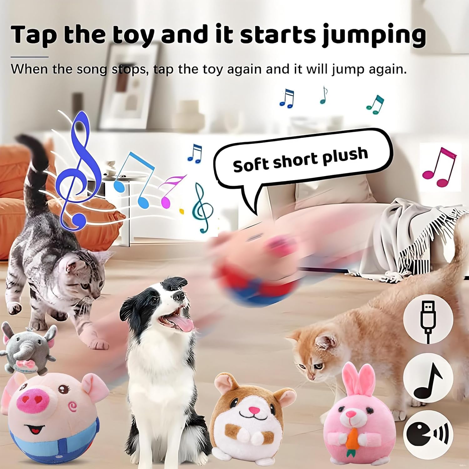 Juguetes interactivos para perros, juguete de peluche activo para m...
