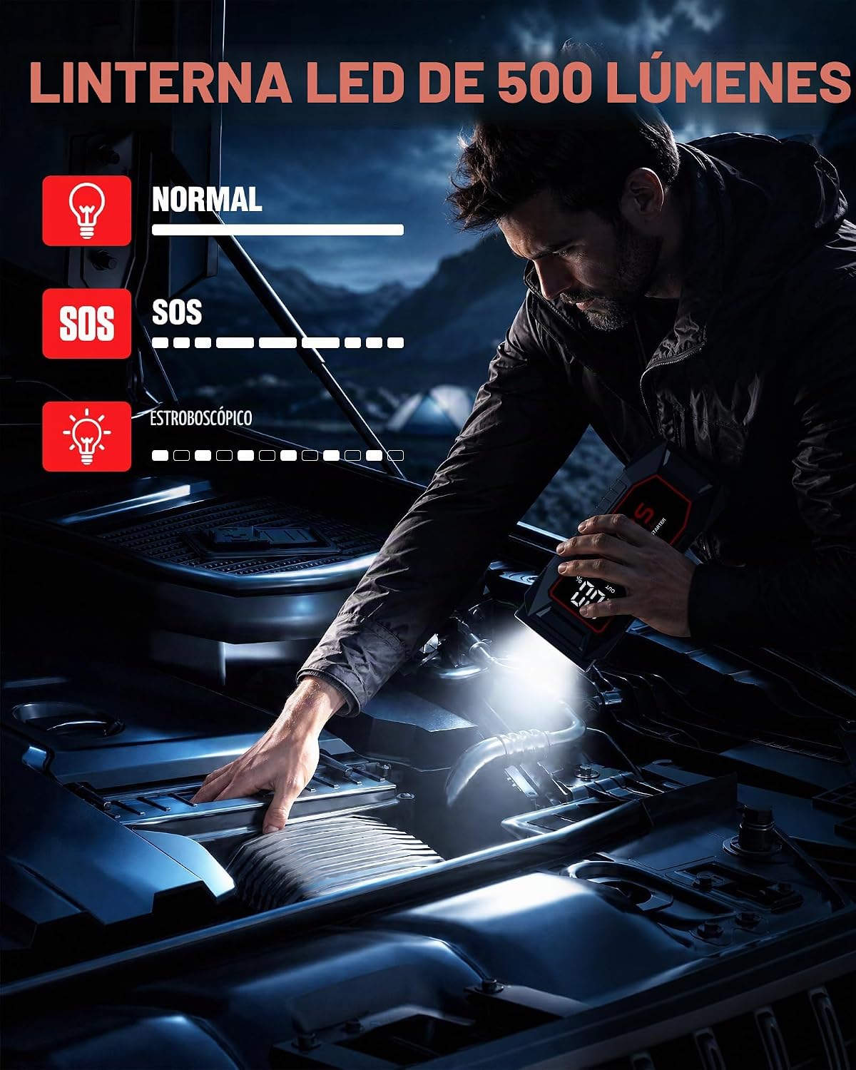 Arrancador de batería de automóvil, batería de arranque de pico de...