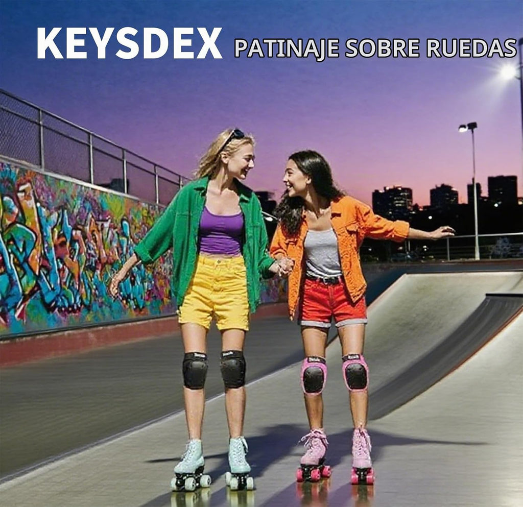 KEYSDEX Rodilleras, coderas, muñequeras 6 en 1, equipo de protecció...