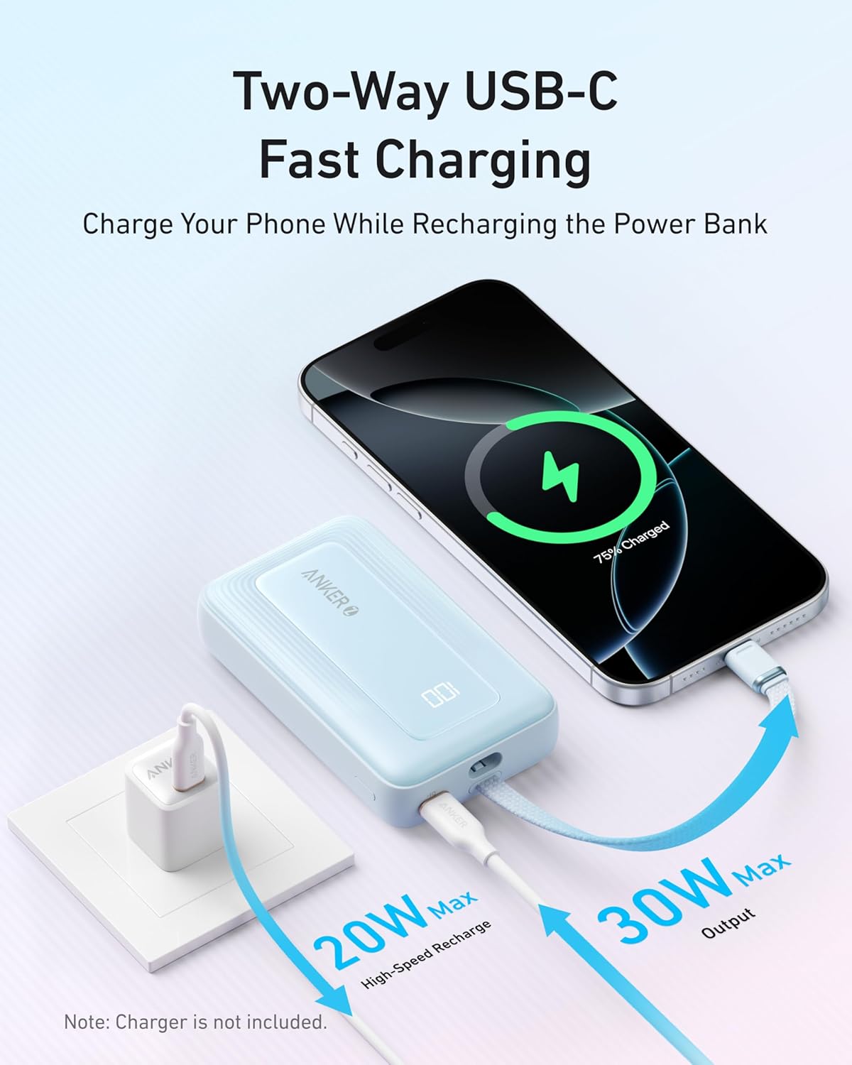 Anker Cargador Portátil, Banco de Energía de 10,000mAh 30W, Paquete...