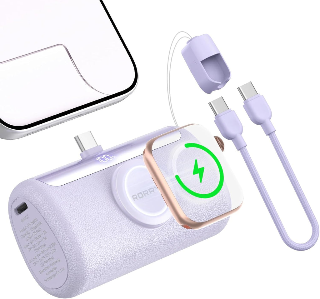 RORRY Mini Cargador Portátil USB C, 10000mAh PD Carga Rápida de 22....