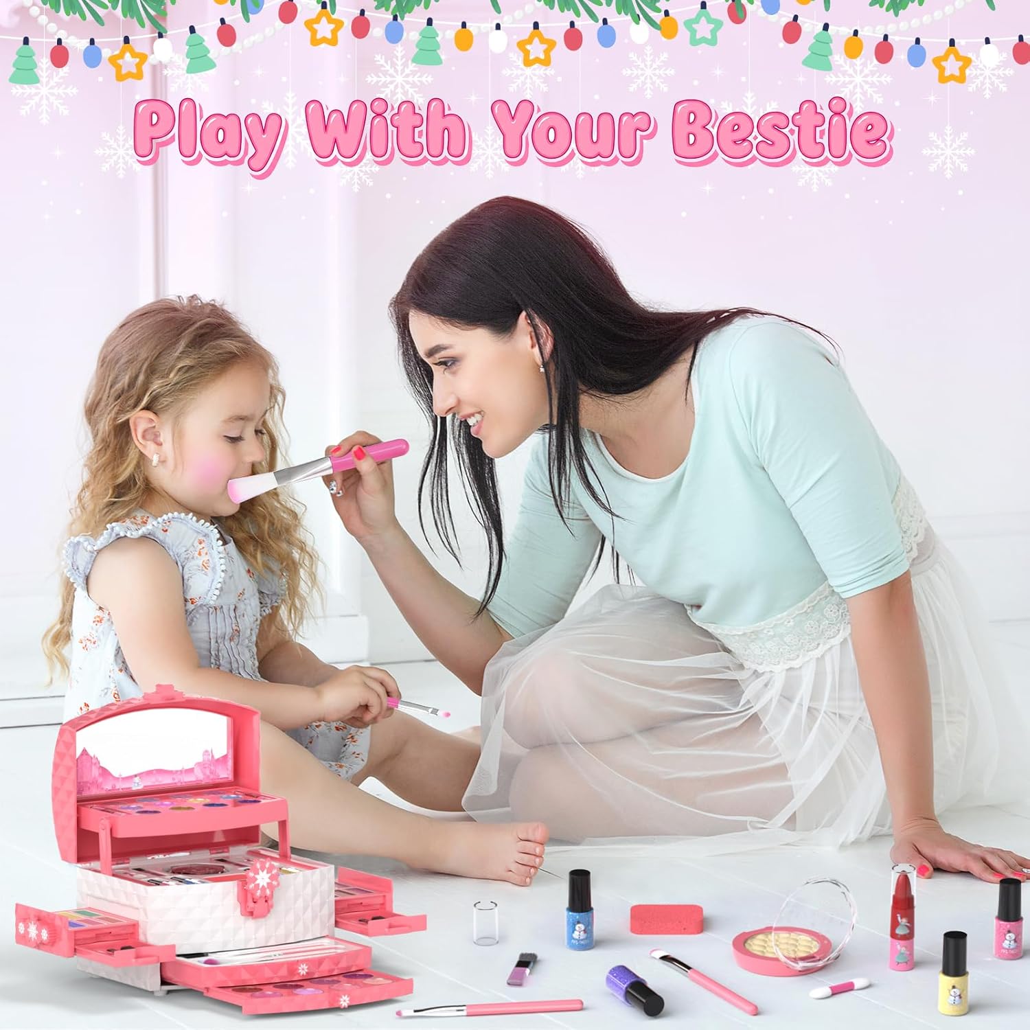 GirlsHome Set de maquillaje para niñas de 56 piezas, lavable, cosmé...