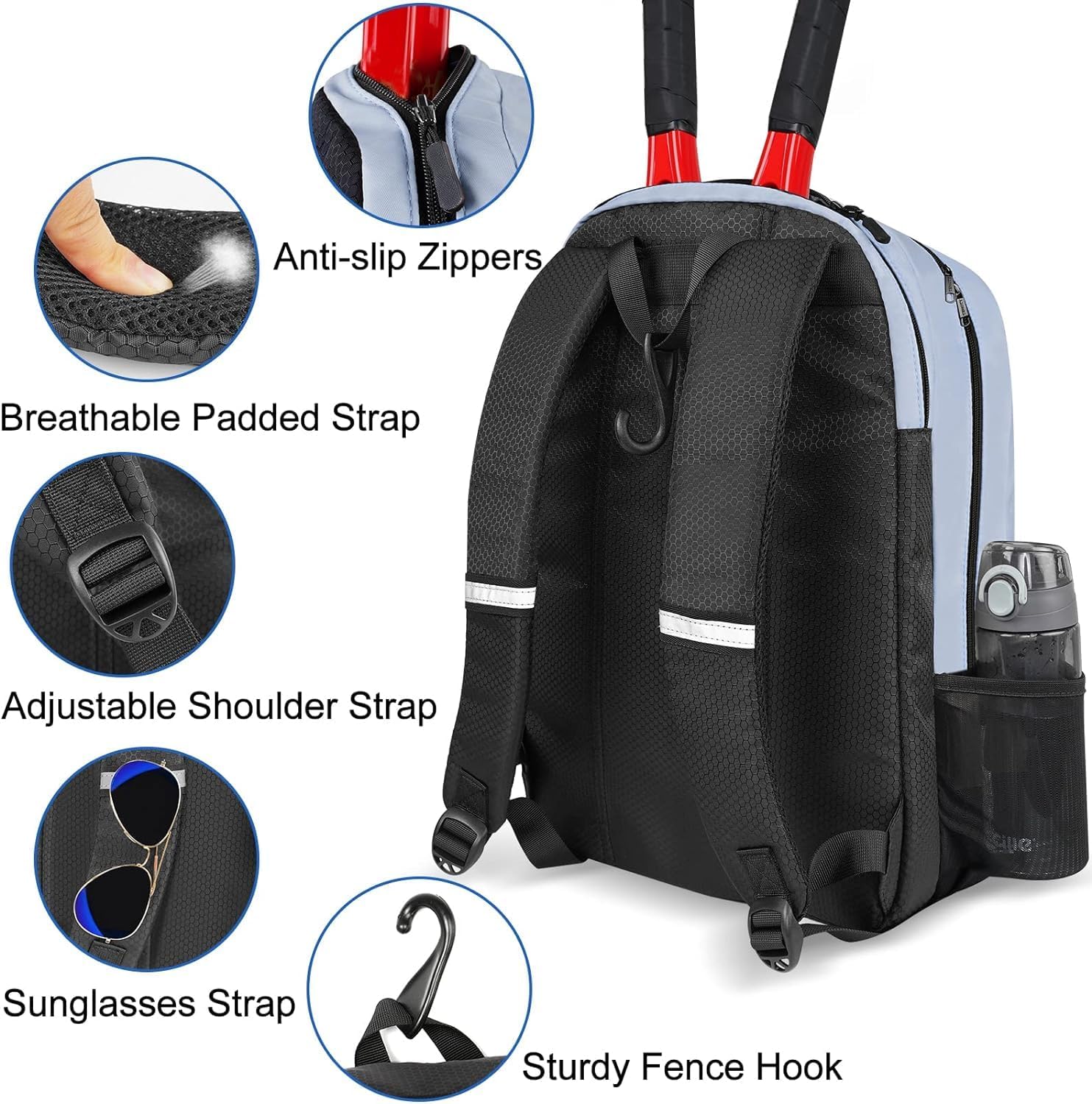 Ytonet Mochila de tenis para mujeres y hombres, 2 raquetas con bols...