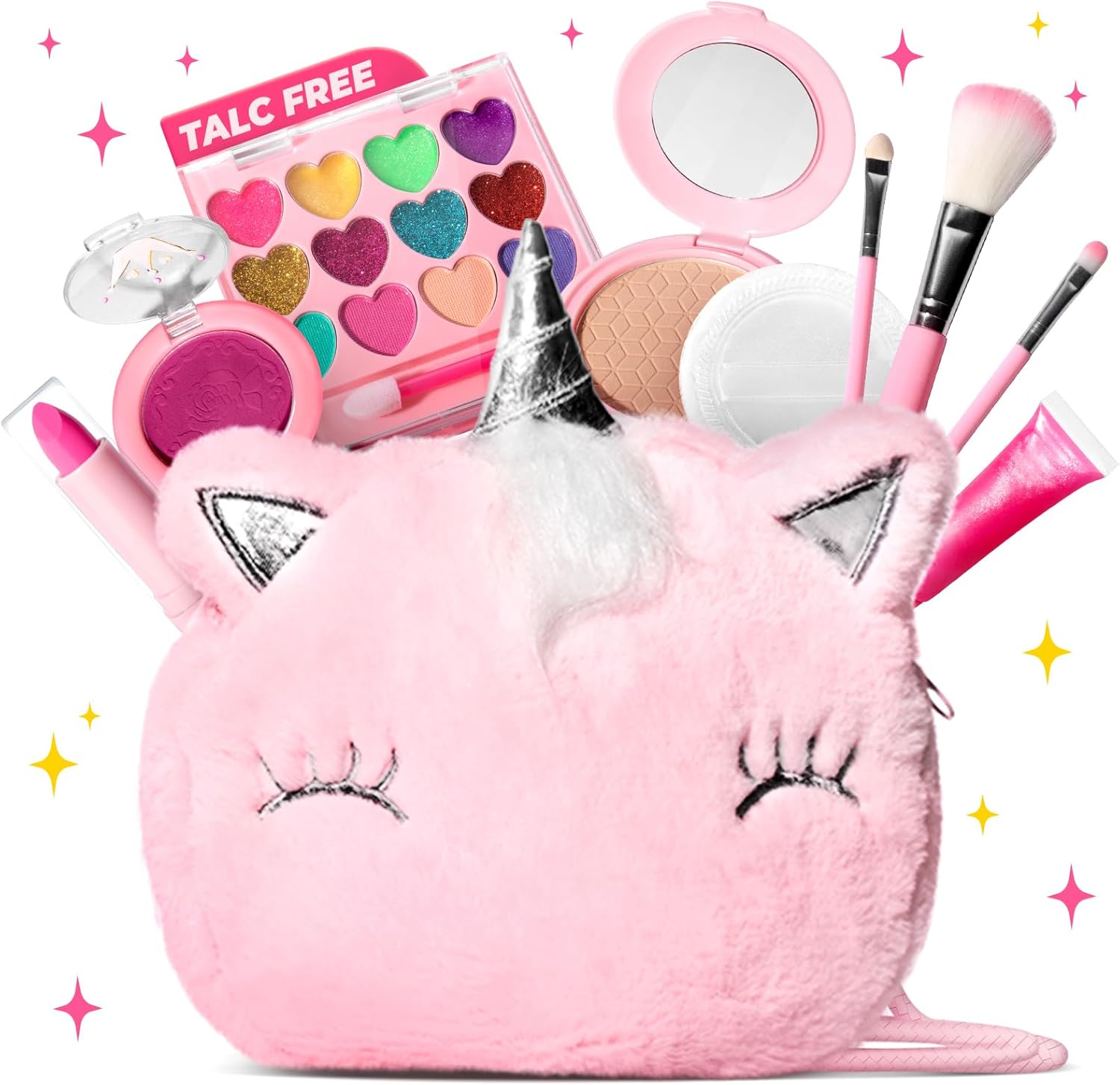 ULOVEME Kit de Maquillaje Real para Niñas con Bolso Esponjoso - Rea...