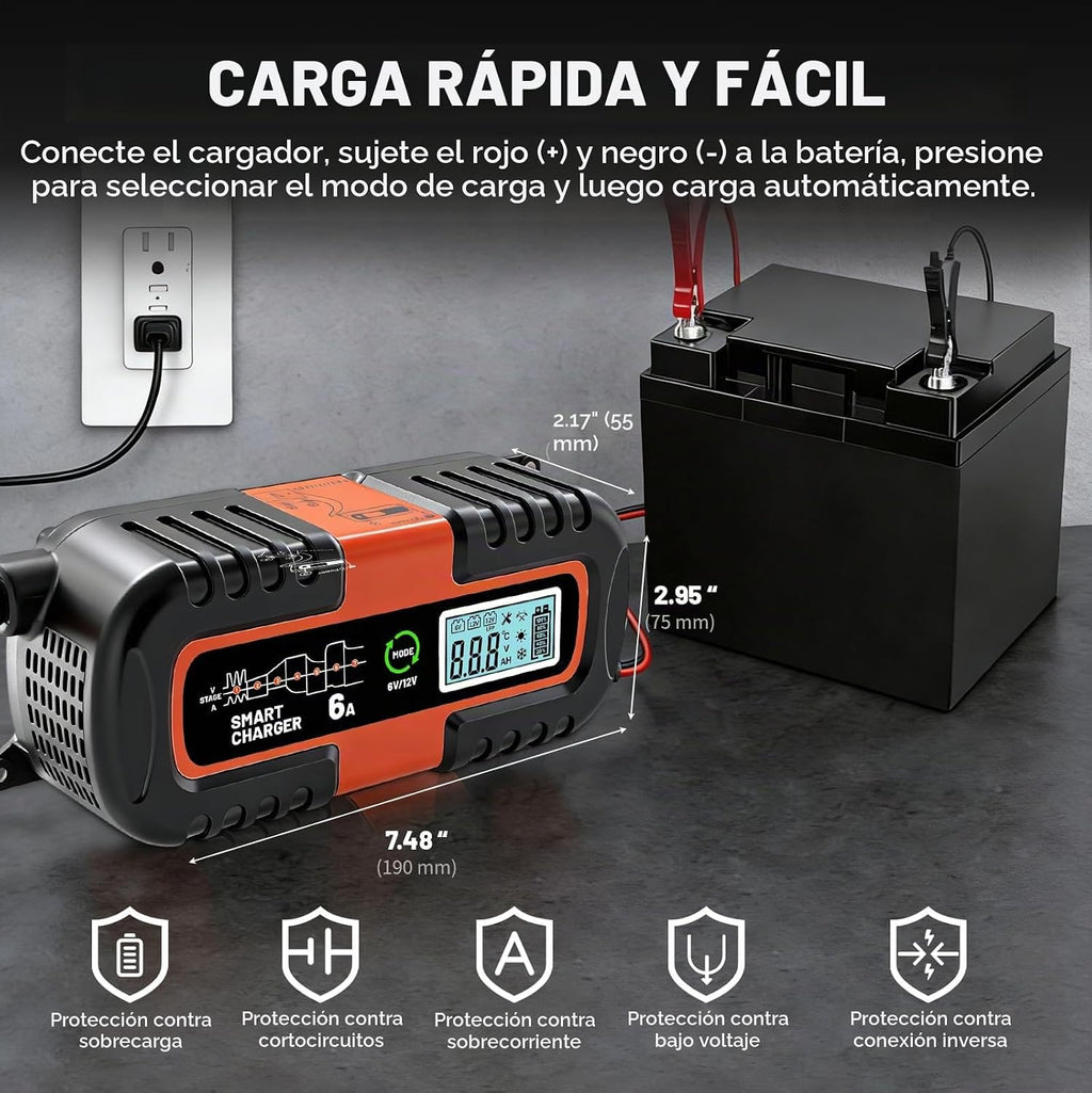 Cargador de batería inteligente de 12 V con reparación de pulsos, c...