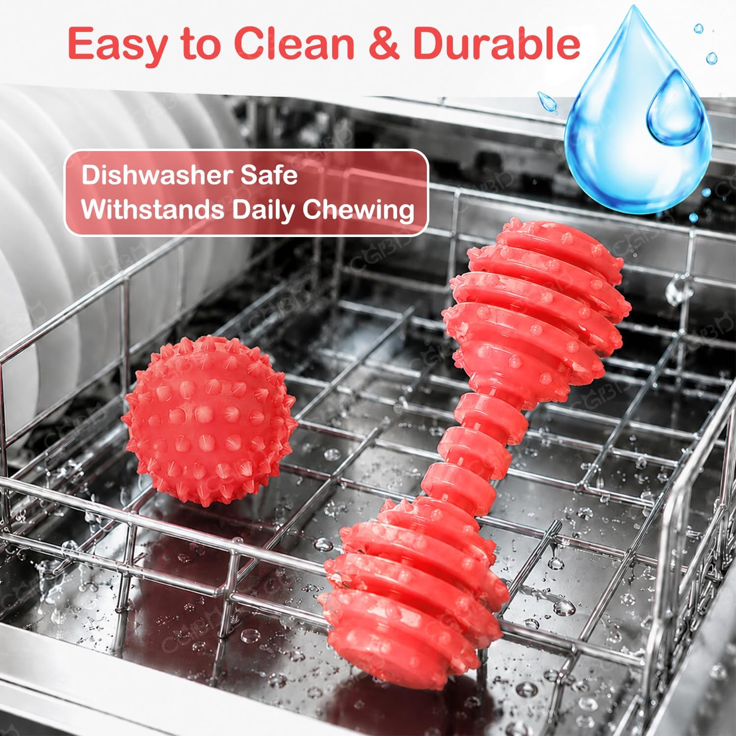 CGBD Paquete de 6 juguetes masticables rojos para perros, juguetes...
