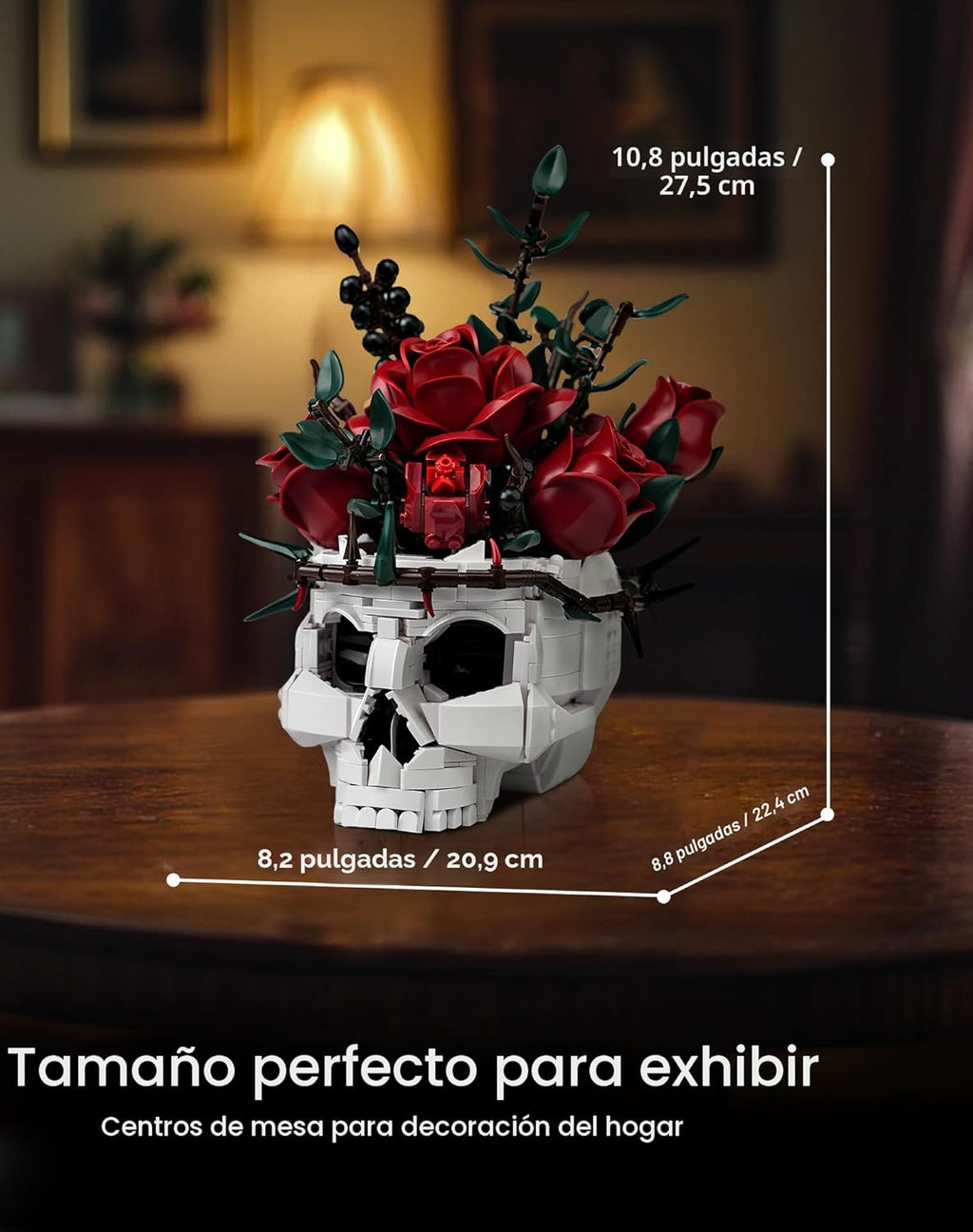 iATOM Juego de construcción de ramo de flores de calavera y rosas,...