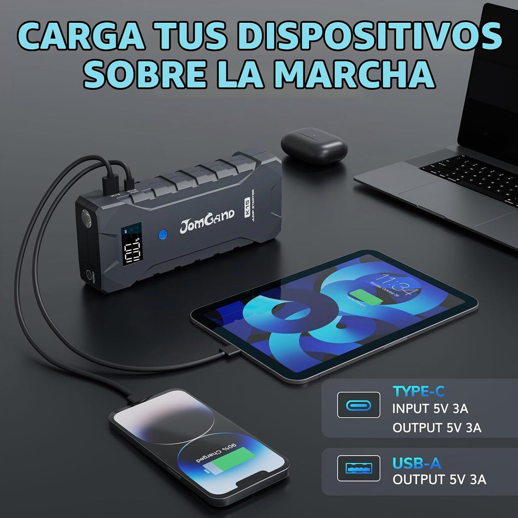 JOMGAND Arrancador K15 extremadamente seguro, batería de coche de 2...