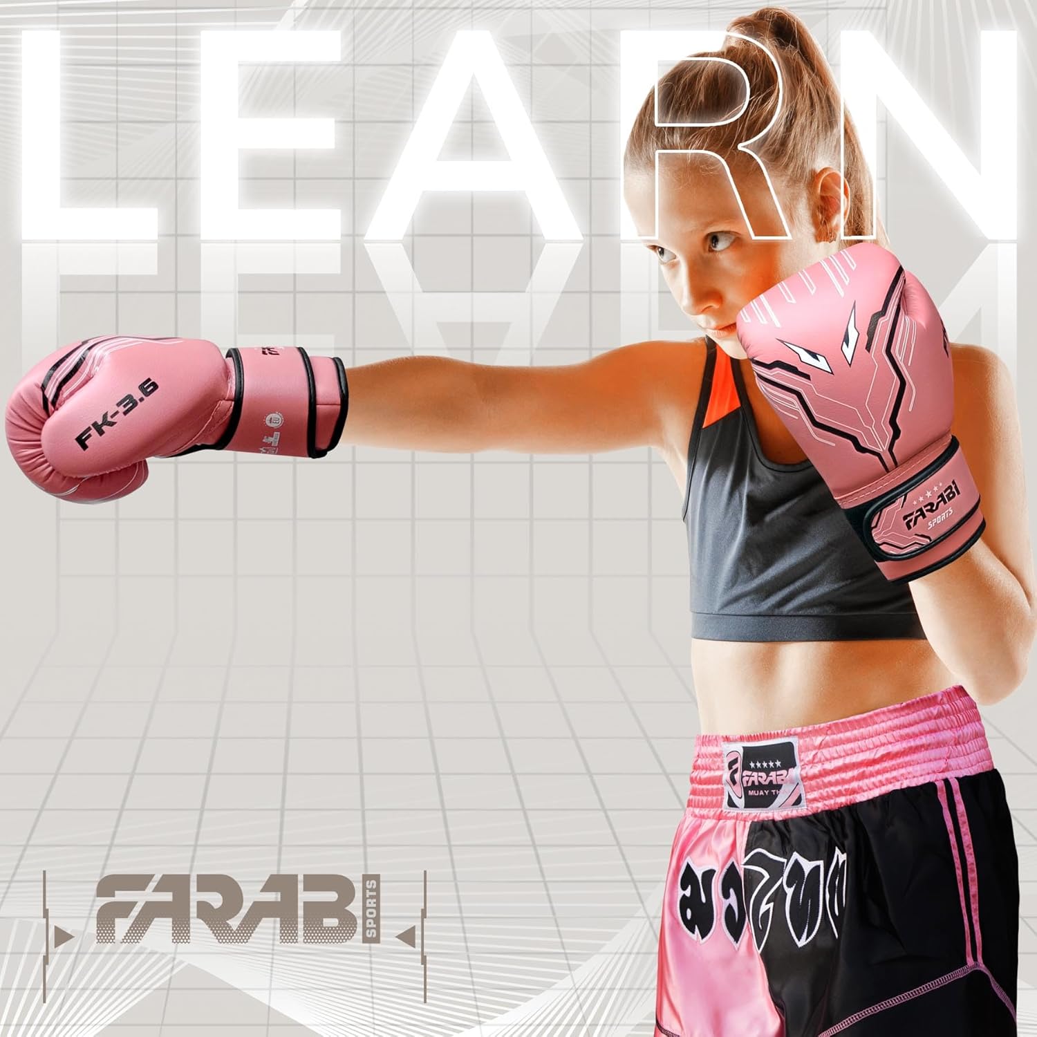Farabi Sports Guantes de boxeo para niños y niñas, guantes de kickb...