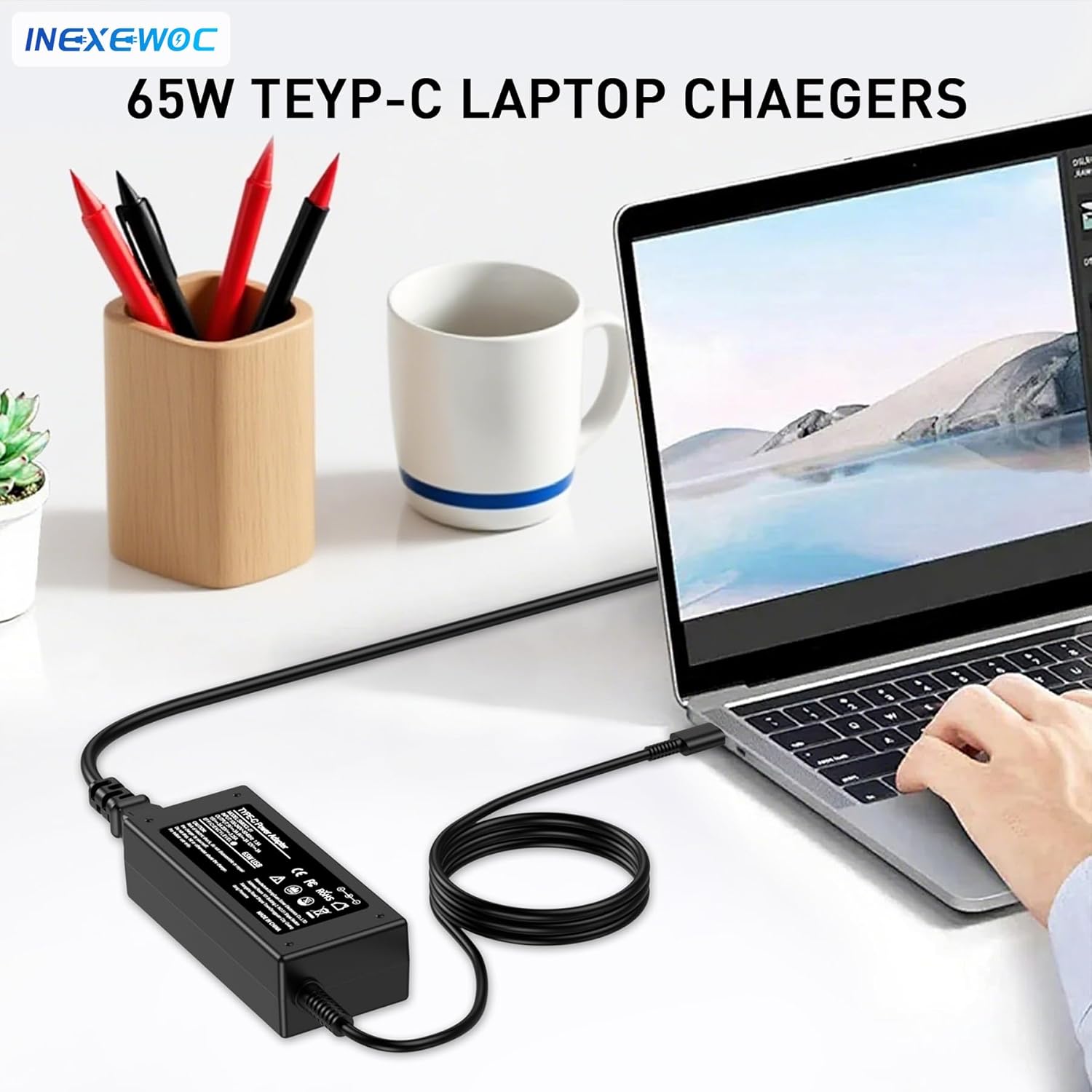 INEXEWOC Cargador universal USB C de 65 W para laptop compatible co...
