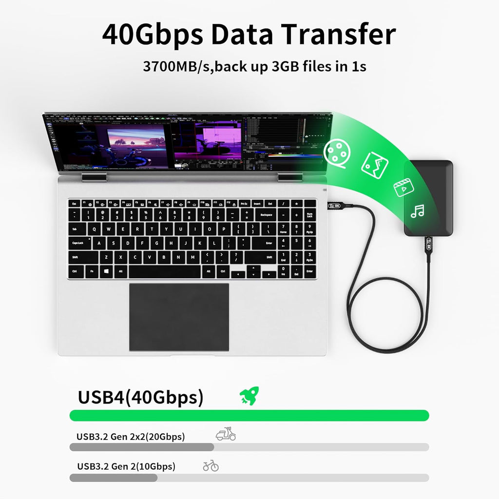 Cable corto USB C a USB C de 1 pie compatible con Thunderbolt 4 y T...