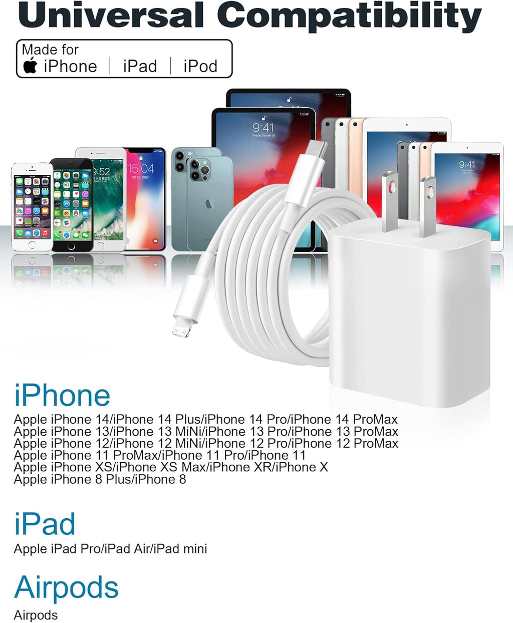 Cargador de iPhone de carga rápida, [Certificado Apple MFi] Cargado...