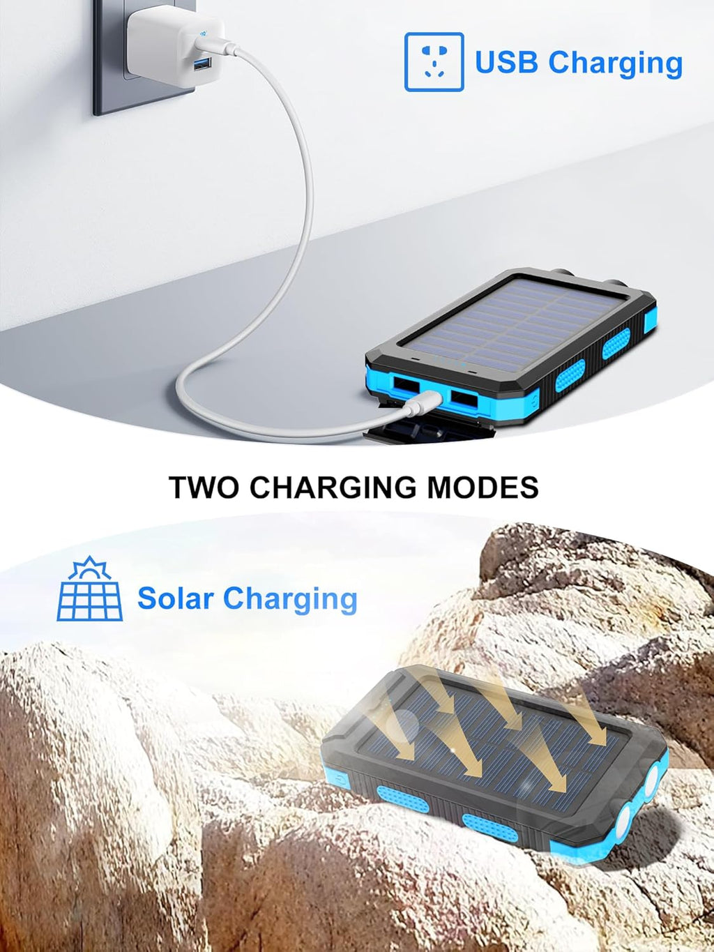 Cargador solar, 38800 mAh, banco de energía solar, batería externa...