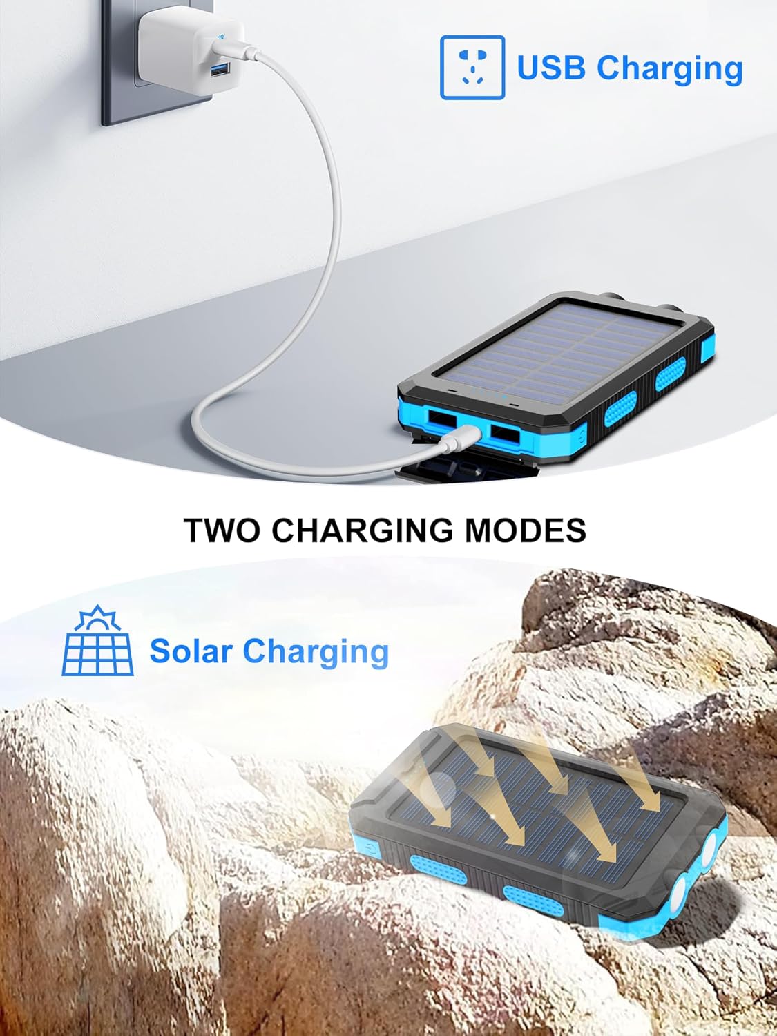 Cargador solar, 38800 mAh, banco de energía solar, batería externa...