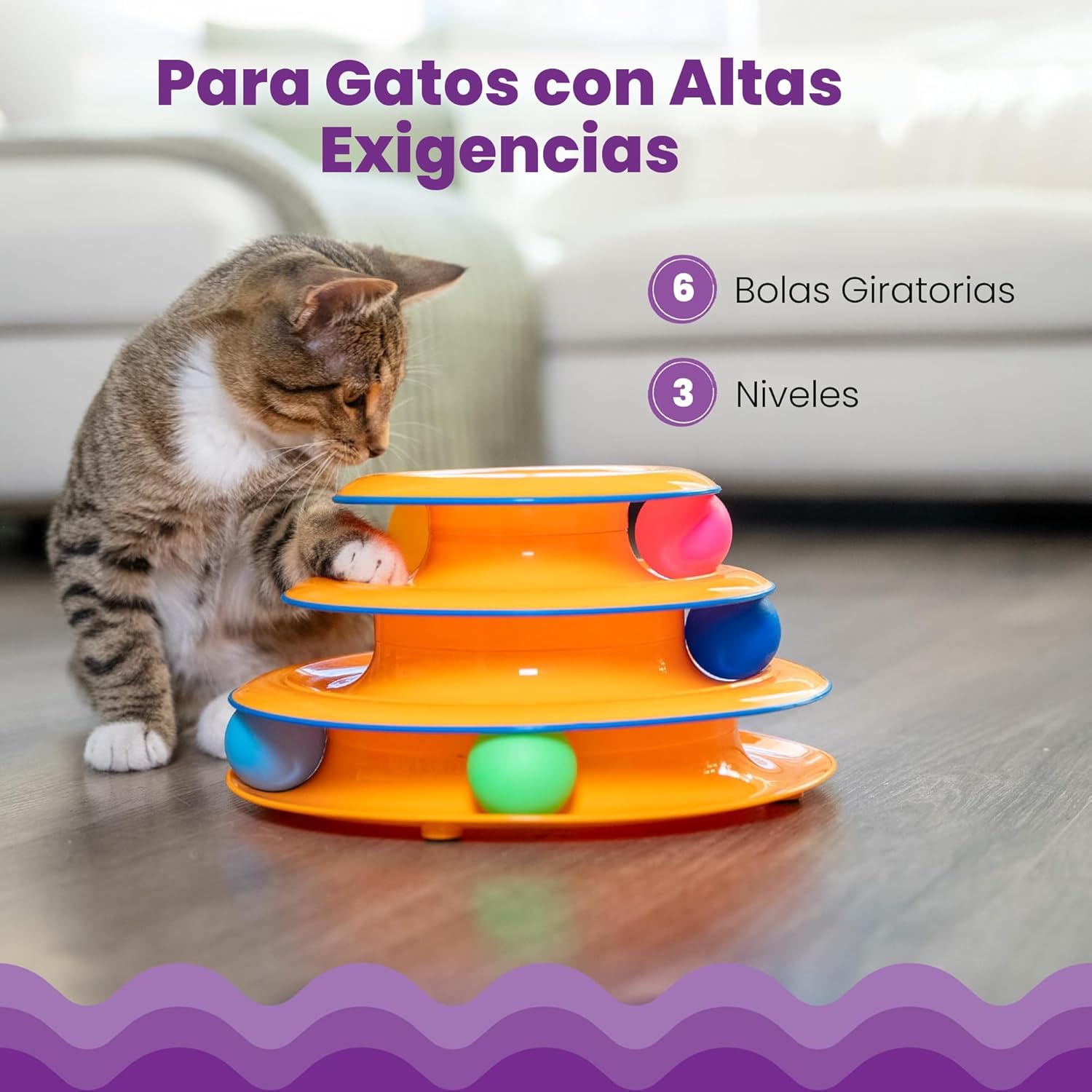 Petstages - Juguete interactivo para gatos de 3 niveles Tower of Tr...