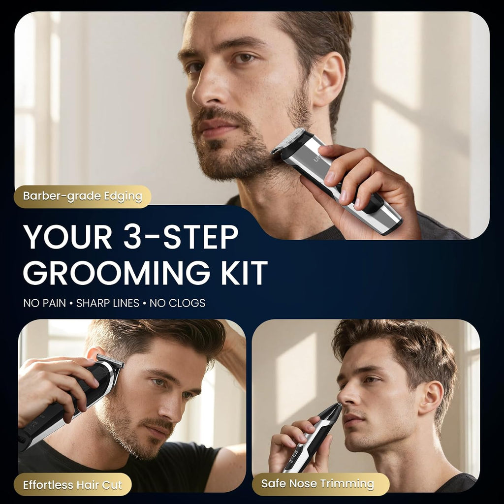 Ufree Kit de recortadora de barba 3 en 1, maquinilla de afeitar elé...