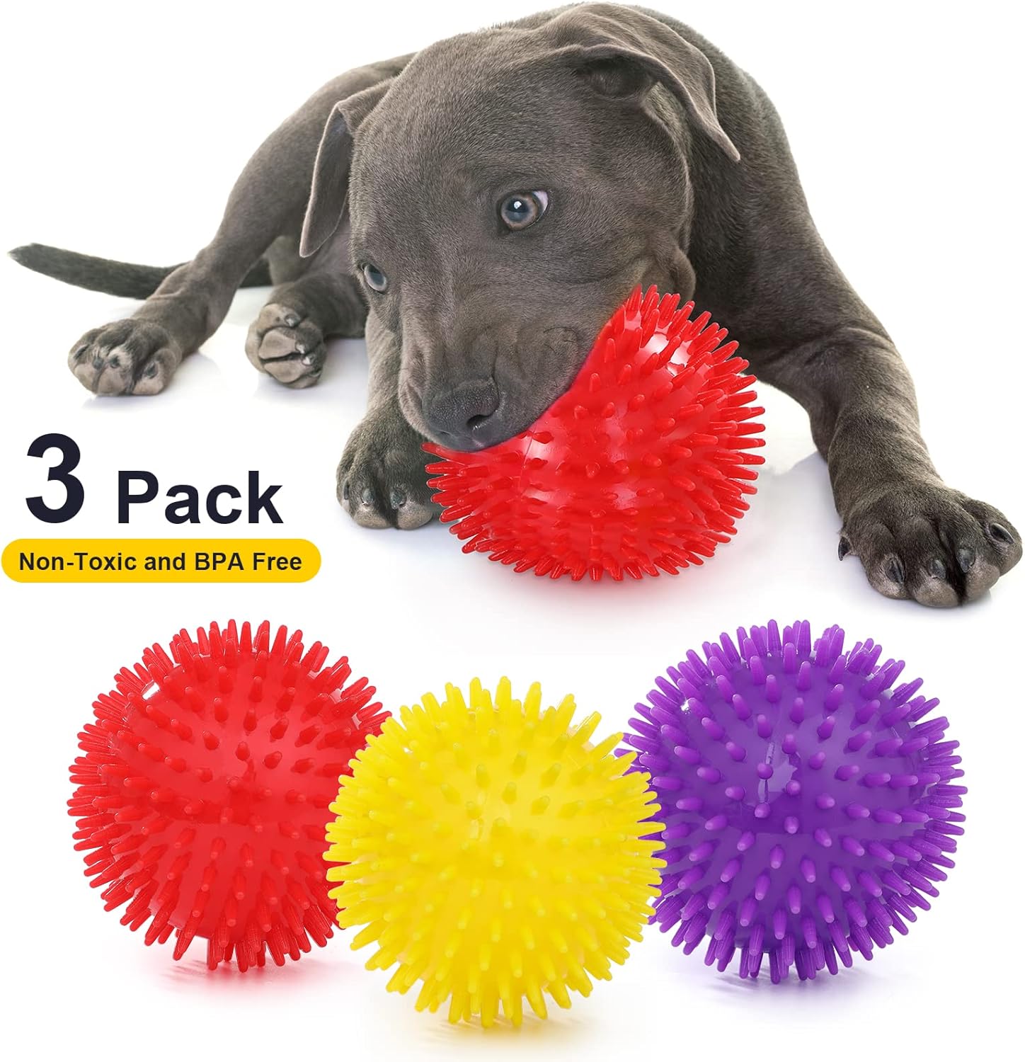 VITEVER 3 Colores 4.5\u201D Bolas de Masticación para Perros con So...