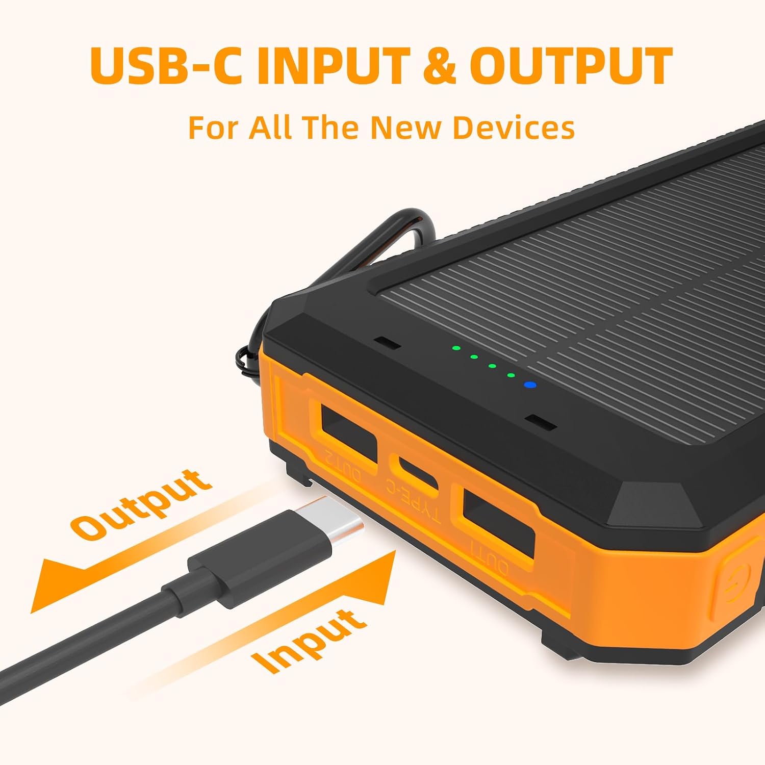 Cargador solar de 20000 mAh, cargador portátil con 4 cables integra...