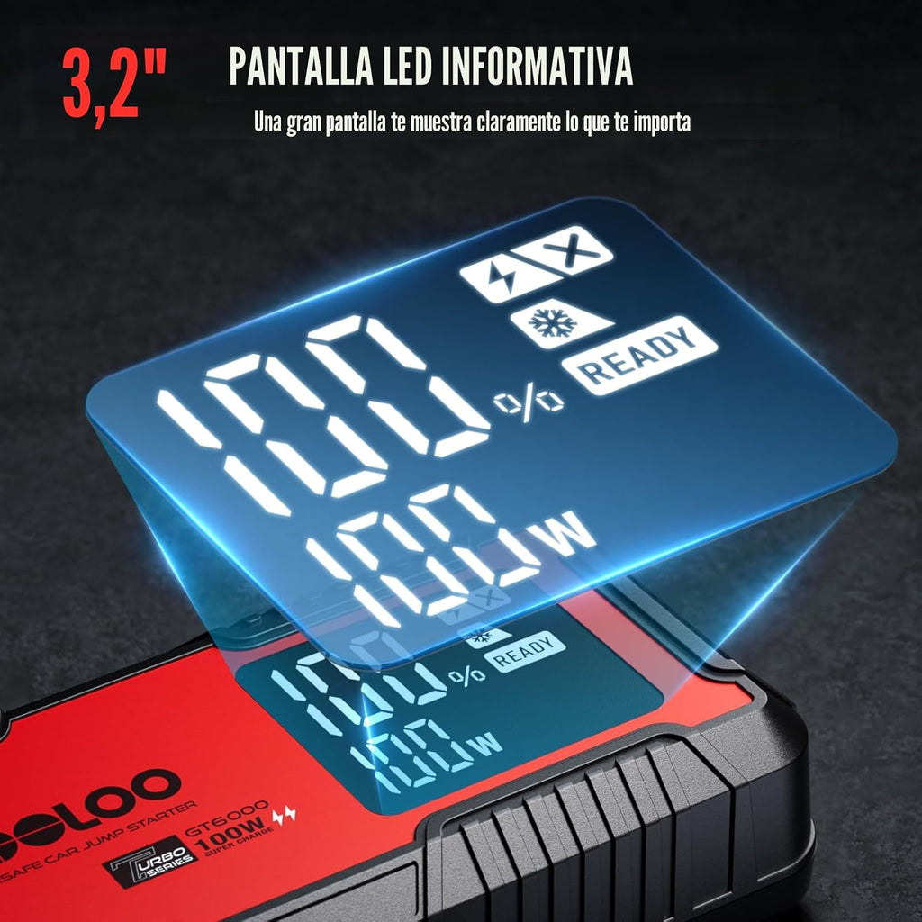 GOOLOO Arrancador de coche GT6000 de 6000 A con carga rápida bidire...